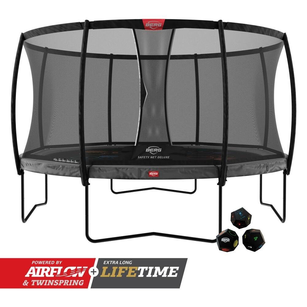 Berg Gartentrampolin BERG Trampolin rund 430 cm grau mit Sicherheitsnet ...