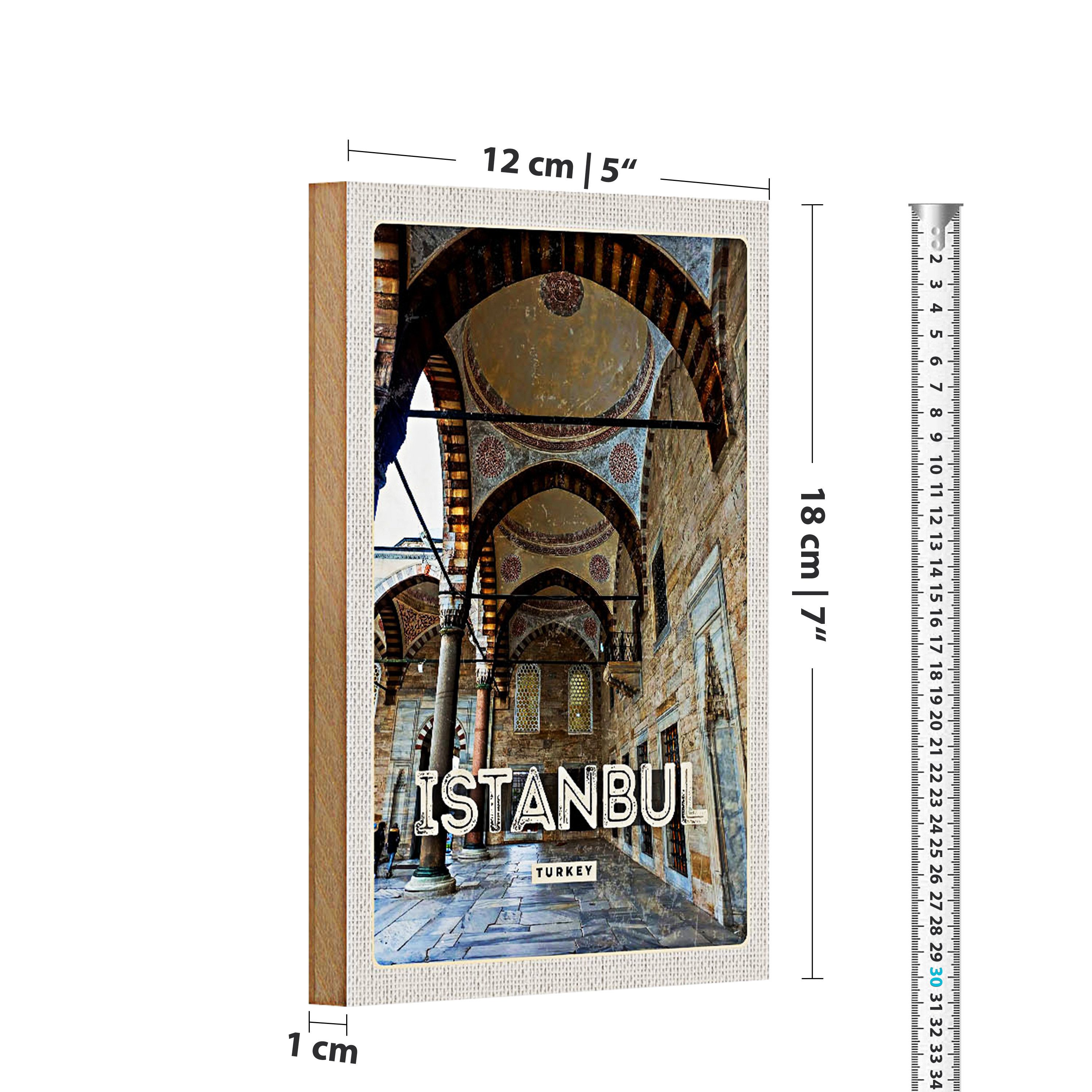 Roomando Holzbild Reise 12x18cm Retro Istanbul Turkey Moschee