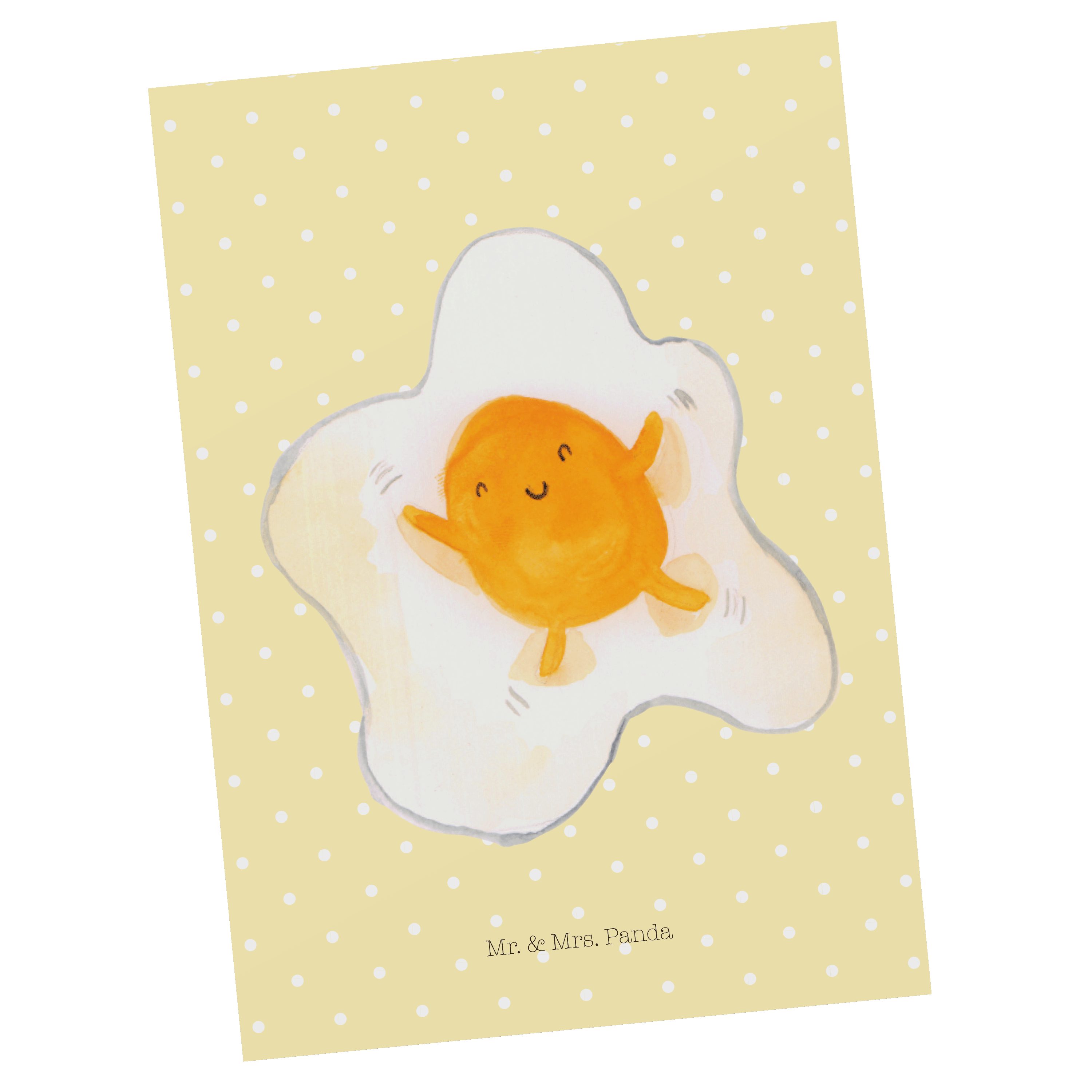 Mr. & Mrs. Panda Postkarte Spiegelei - Gelb Pastell - Geschenk, Geschenkkarte, Grußkarte, Liebe