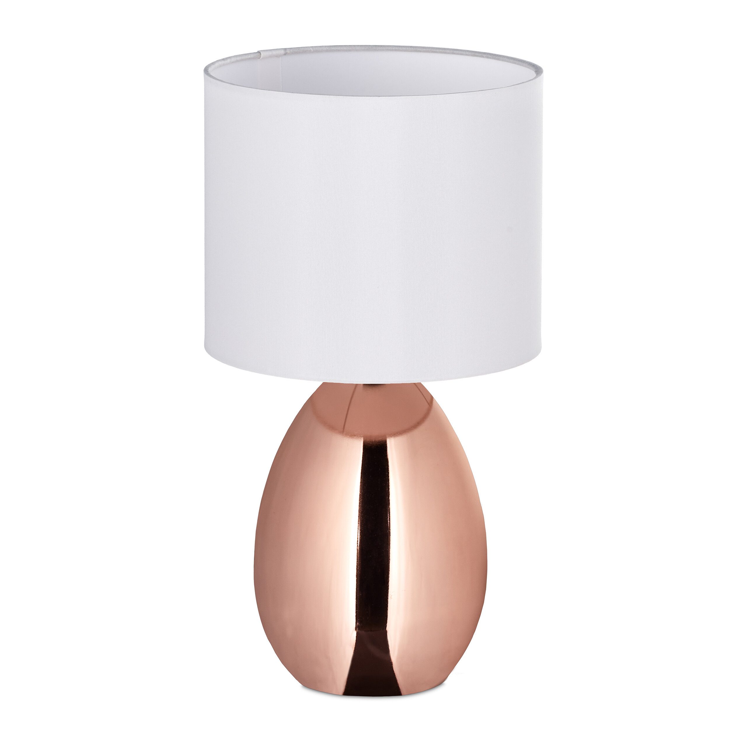 relaxdays Nachttischlampe Tischlampe Metall & Stoff, ohne Leuchtmittel, Kup günstig online kaufen