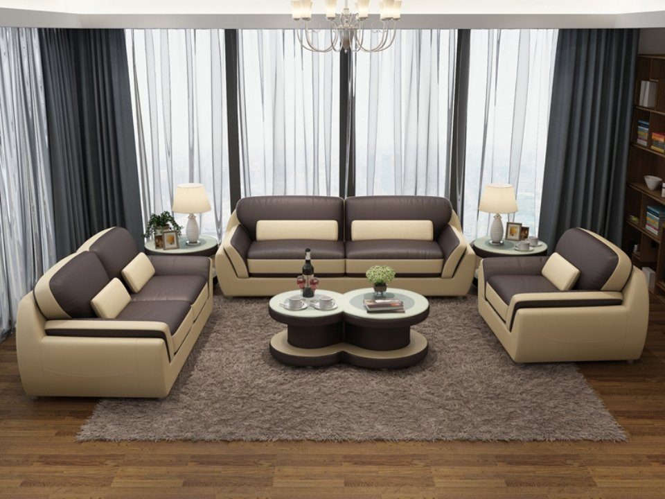 Couch Sofa, Sofagarnitur in Europe Made Neu Sitzer Garnitur Ledersofa JVmoebel Sofa 3+2+1
