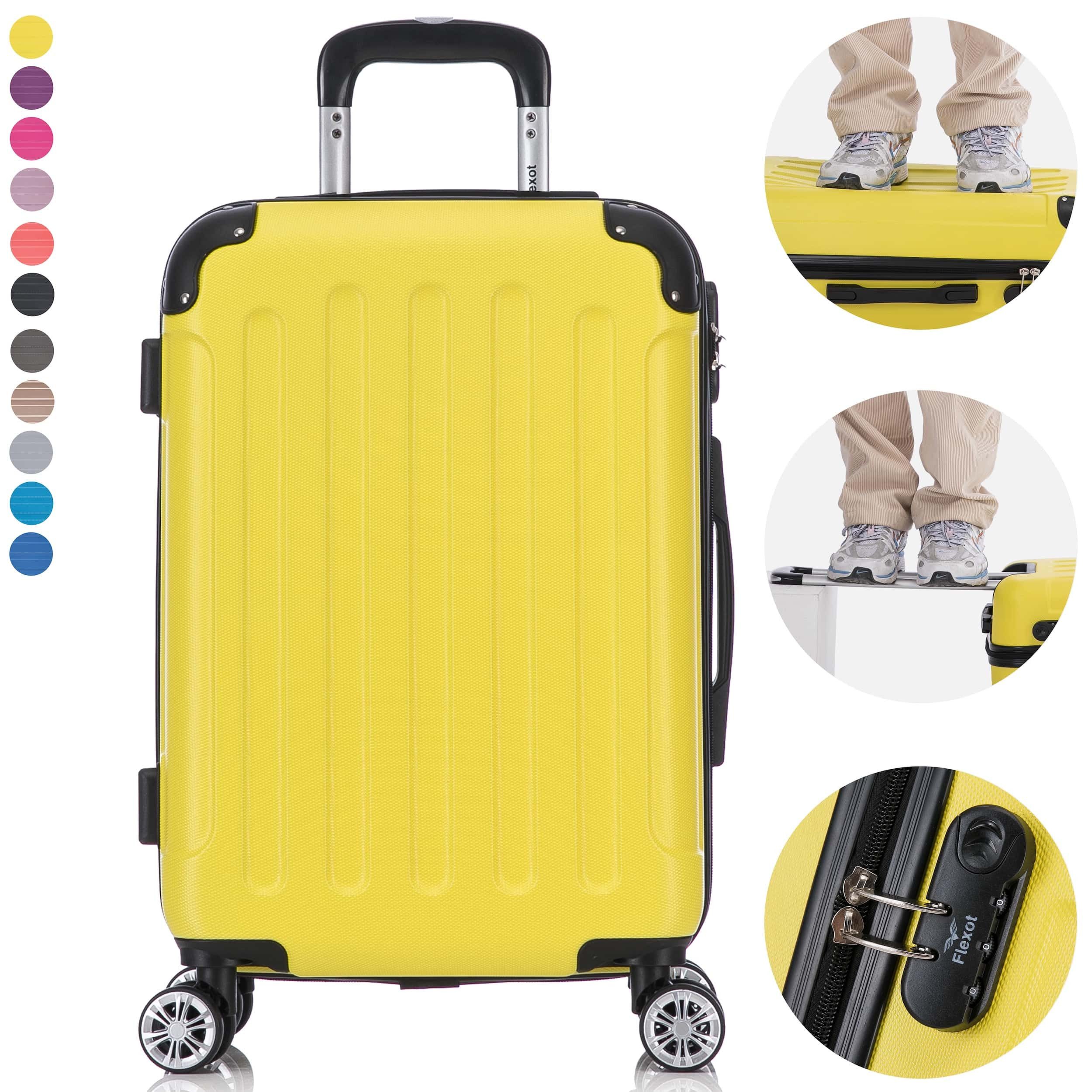 Flexot Hartschalen-Trolley F-2045 Kofferset, 360° Rollen, robuster Reisekoffer, Bordcase, 4 Rollen, Robuster und moderner Koffer mit vier 360° Rollen und Zahlenschloss