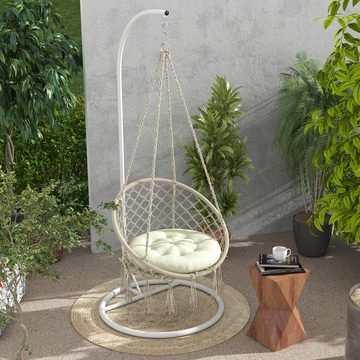 Outsunny Sitzkissen Gartenstuhlauflage Sitzauflage für Mondstuhl, mit 10 cm dicken Polsterung Stuhlkissen, Polyester, Beige
