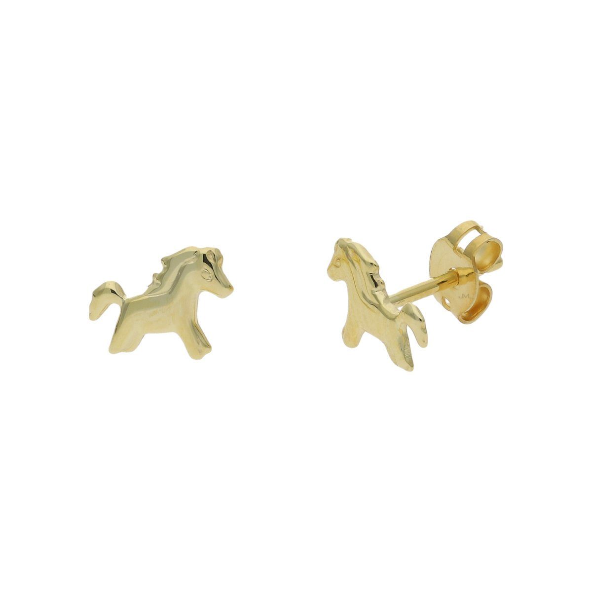 JuwelmaLux Paar Ohrstecker Kinderohrstecker Gold, Kinderohrstecker Pferde, inkl. Schmuckschachtel