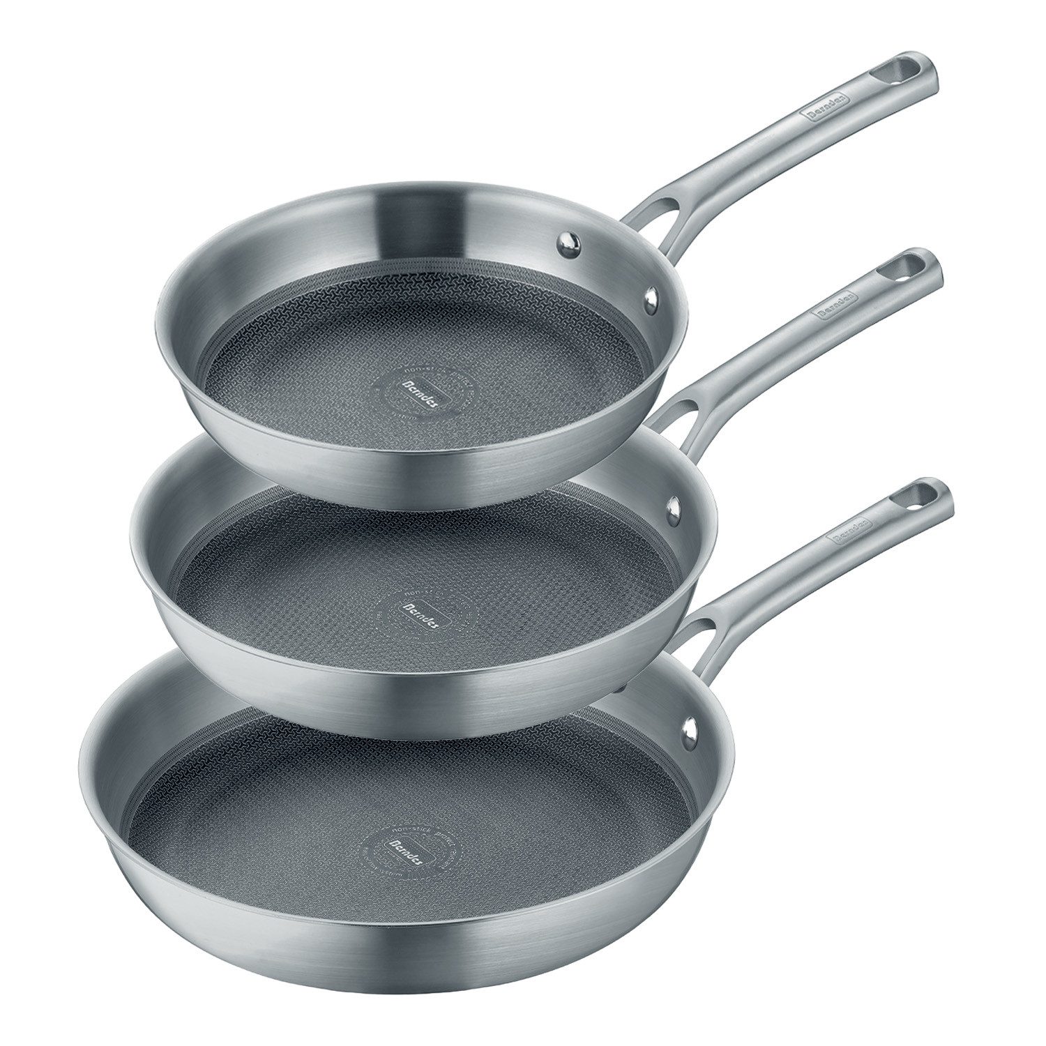 Berndes Pfannen-Set Set 20+24+28 cm, Edelstahl, poliert - Tricion Resist, 3-Schicht-Material (3-teilig)