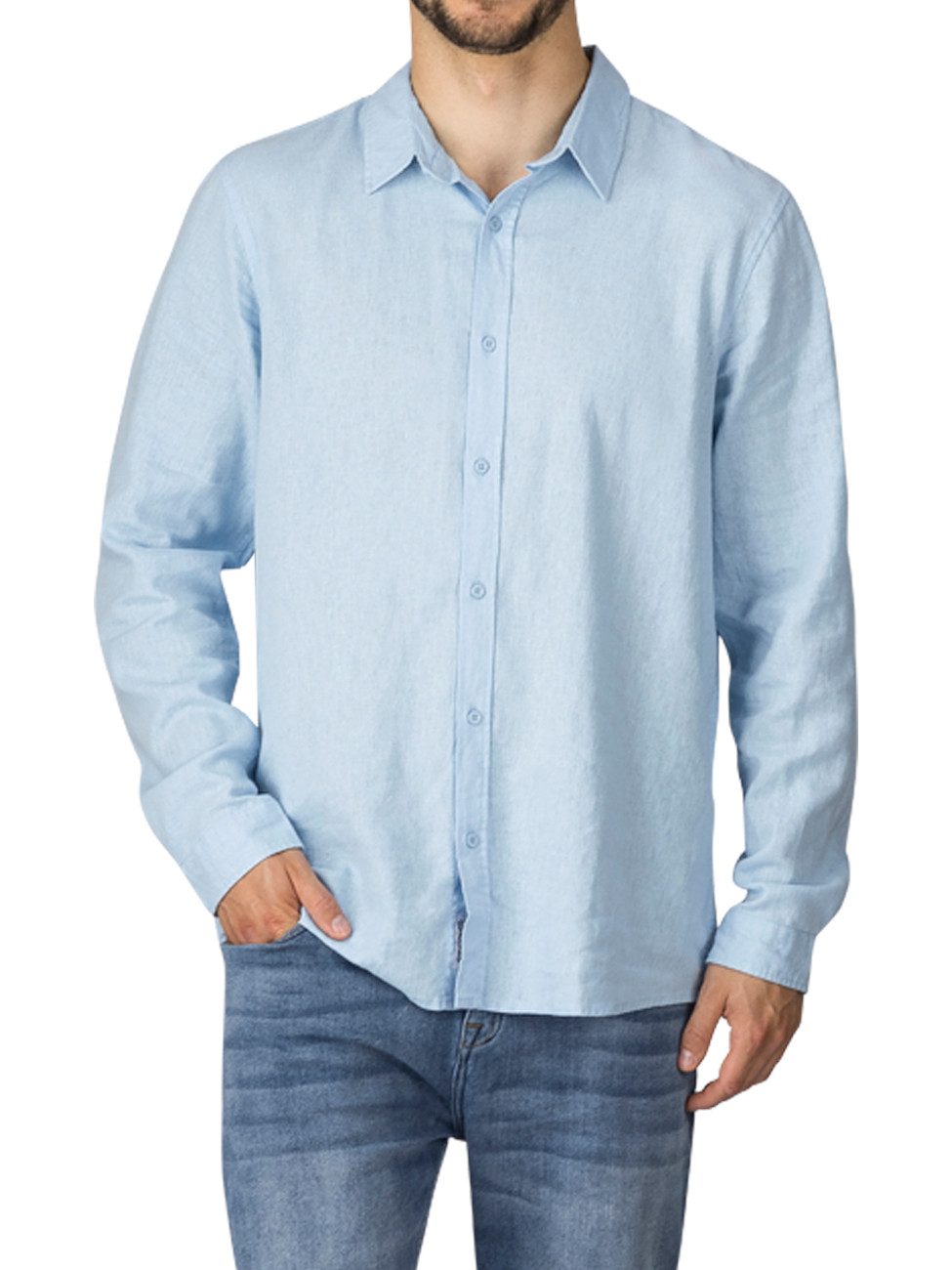 Langarmhemd riverso Herren Leinen Hemd RIVFabio Regular Fit