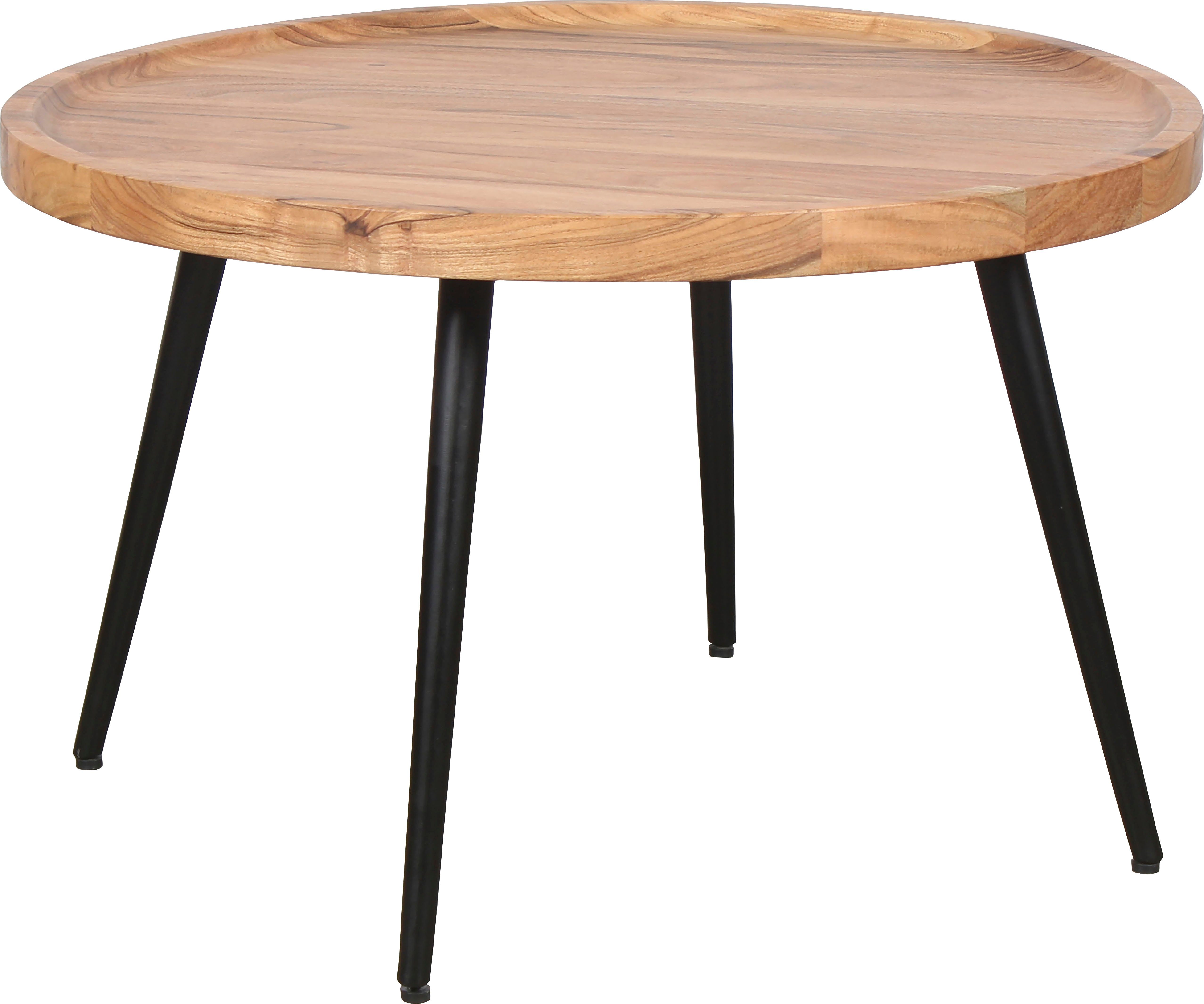 byLIVING Couchtisch Romy, mit massiver Akazien - Platte und schwarzem Metal günstig online kaufen