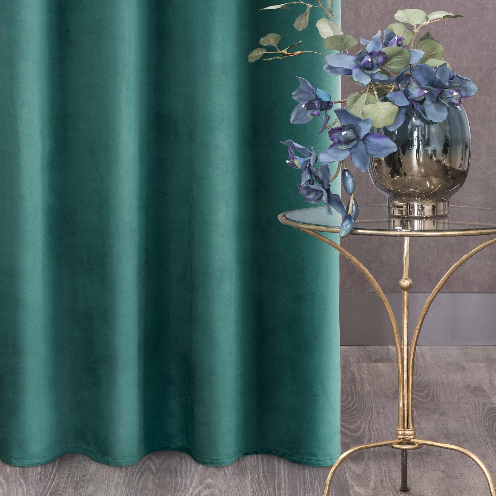 Design91 Vorhang Samtvorhänge 140x250 cm (1 St), Ösen, blickdicht, Samt, Wohnzimmer – Bild 4 von 5