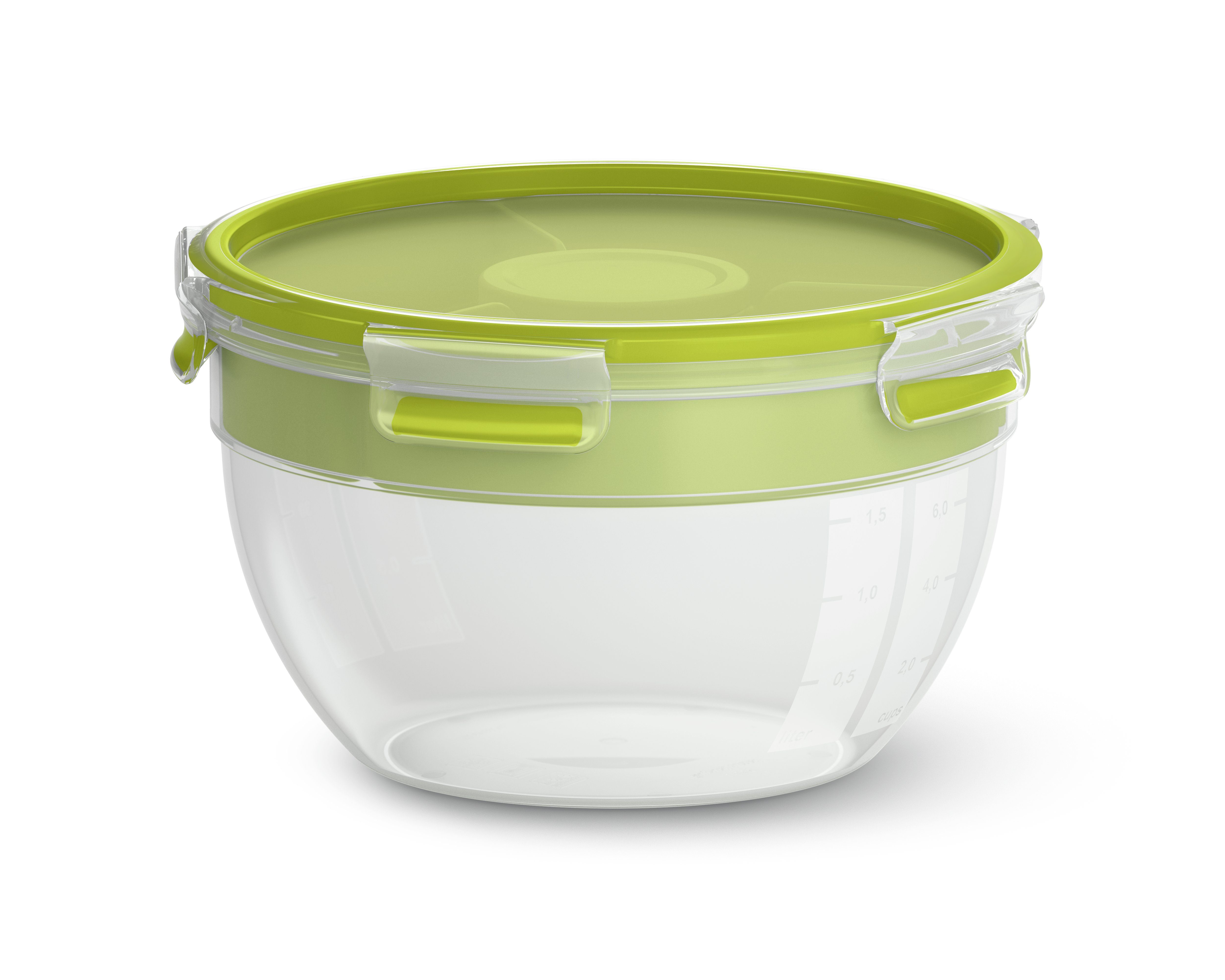 Emsa Lunchbox EMSA CLIP & GO Salatbox rund, 2,60 L mit Einsatz und Dressingbox