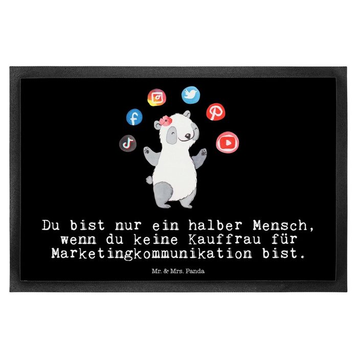 Fußmatte Kauffrau für Marketingkommunikation mit Herz - Schwarz - Geschenk Re Mr. & Mrs. Panda Höhe: 0.6 mm