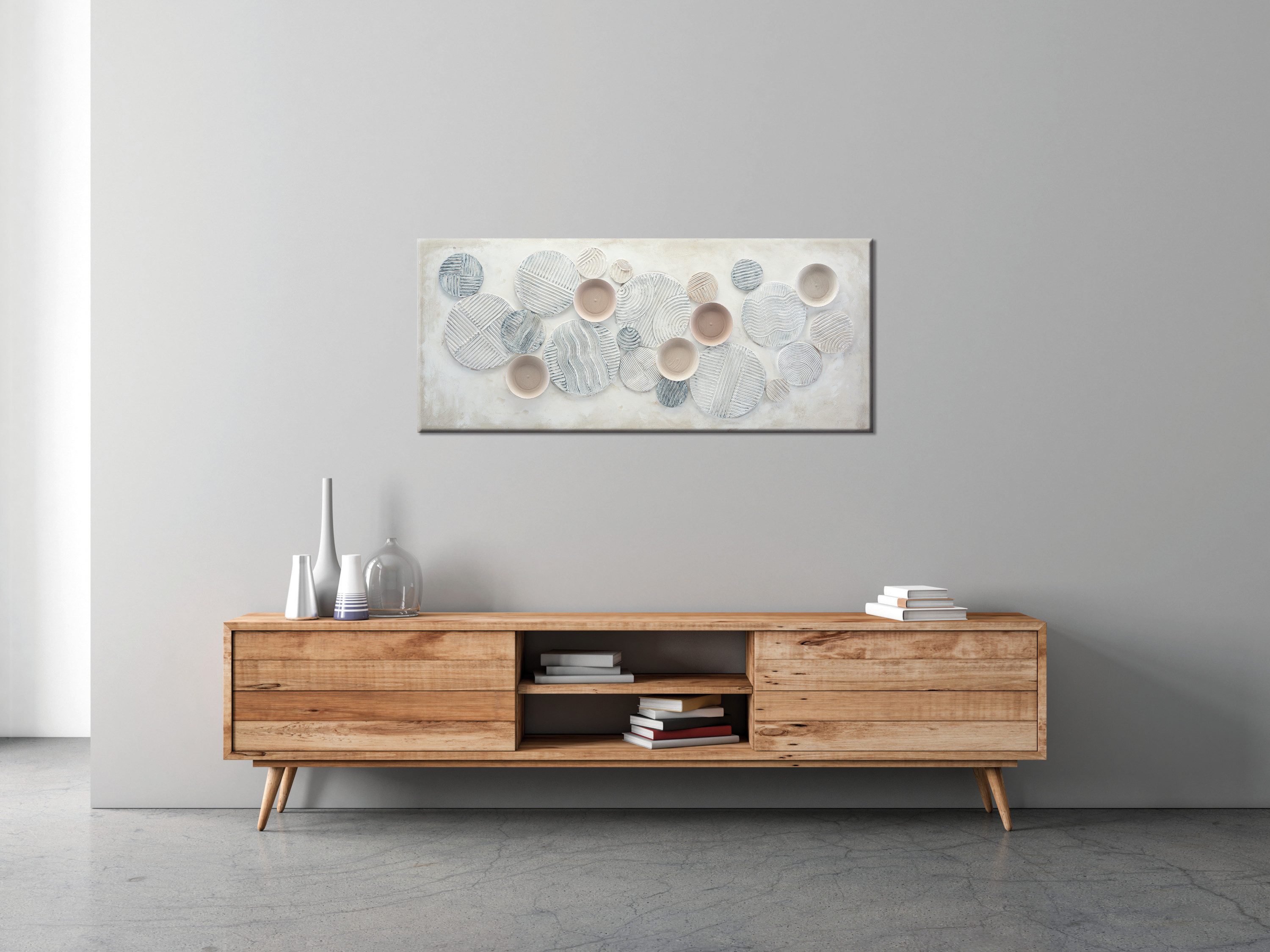 Bönninghoff Ölgemälde handarbeit KREISE ABSTRAKT XXL 60x140 cm – Wandbild Kunst, Abstrakt, Abstrakte, Formen, Gemälde, Kunst (1 St), handgefertigt, jedes Bild e – Bild 4 von 5