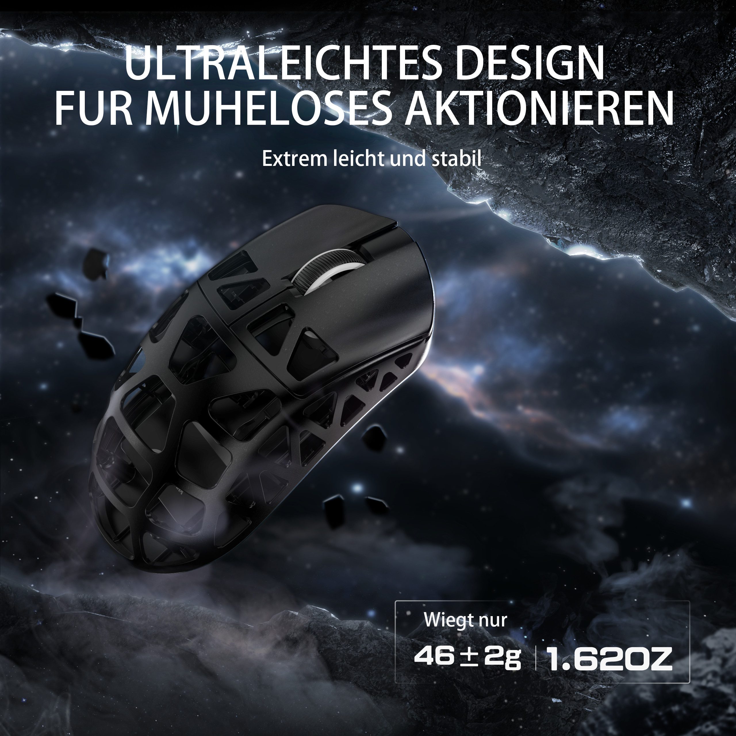 ATTACK SHARK R3 Kabellose Gaming-Maus aus Magnesiumlegierung, 8kHz, 48g Gaming-Maus (2.4G, Bluetooth, USB-C, 26000 dpi, PAW3395-Sensor,46g,8000hz,Magnesiumlegierung)