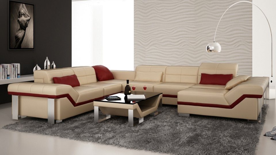 Wohnlandschaft Ecksofa Modern Sofa Design Couch JVmoebel Ledersofa Ecksofa, Sofa