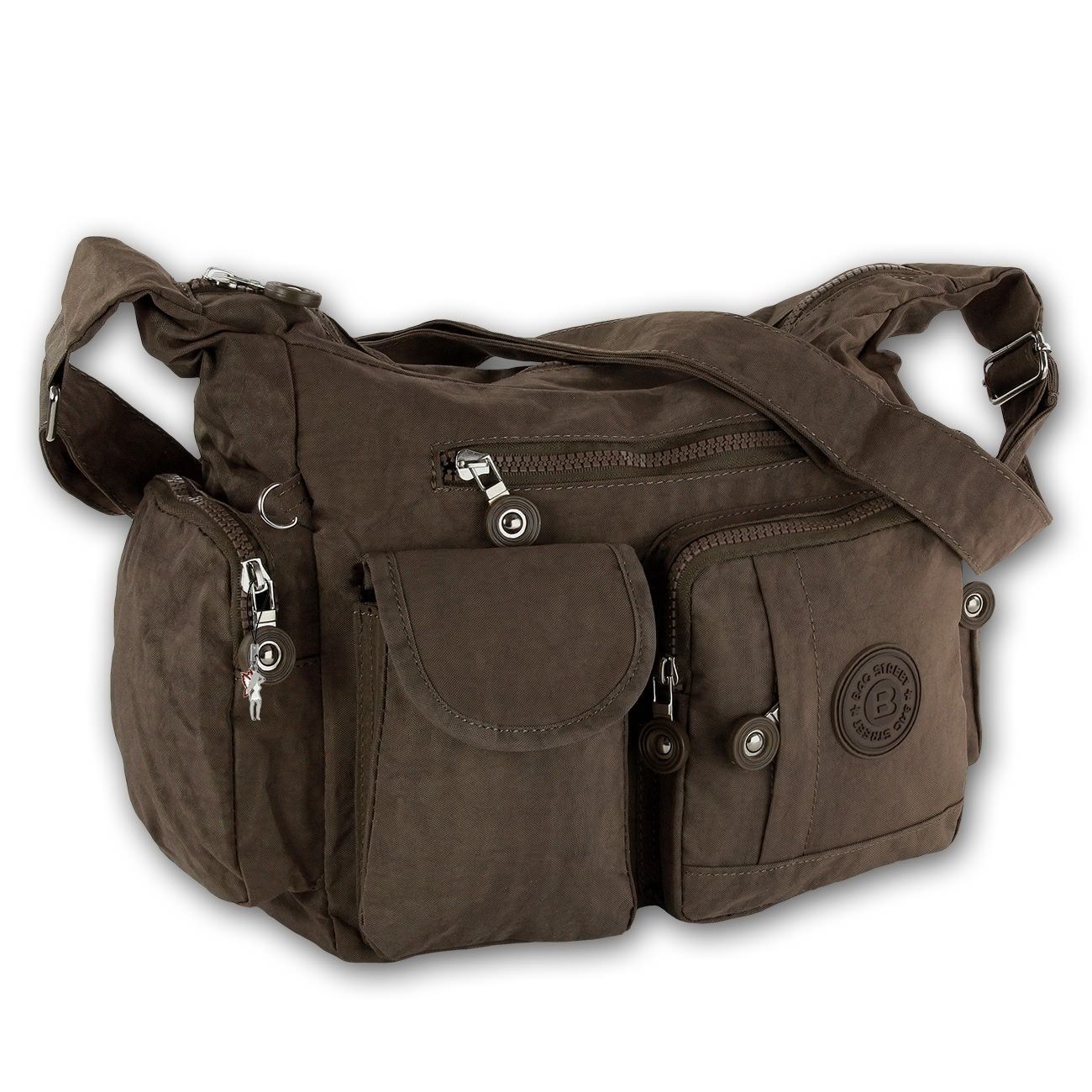 BAG STREET Schultertasche Bag Street Damenhandtasche Schultertasche (Schultertasche), Damen, Jugend Schultertasche Nylon, braun ca. 32cm x ca. 20cm