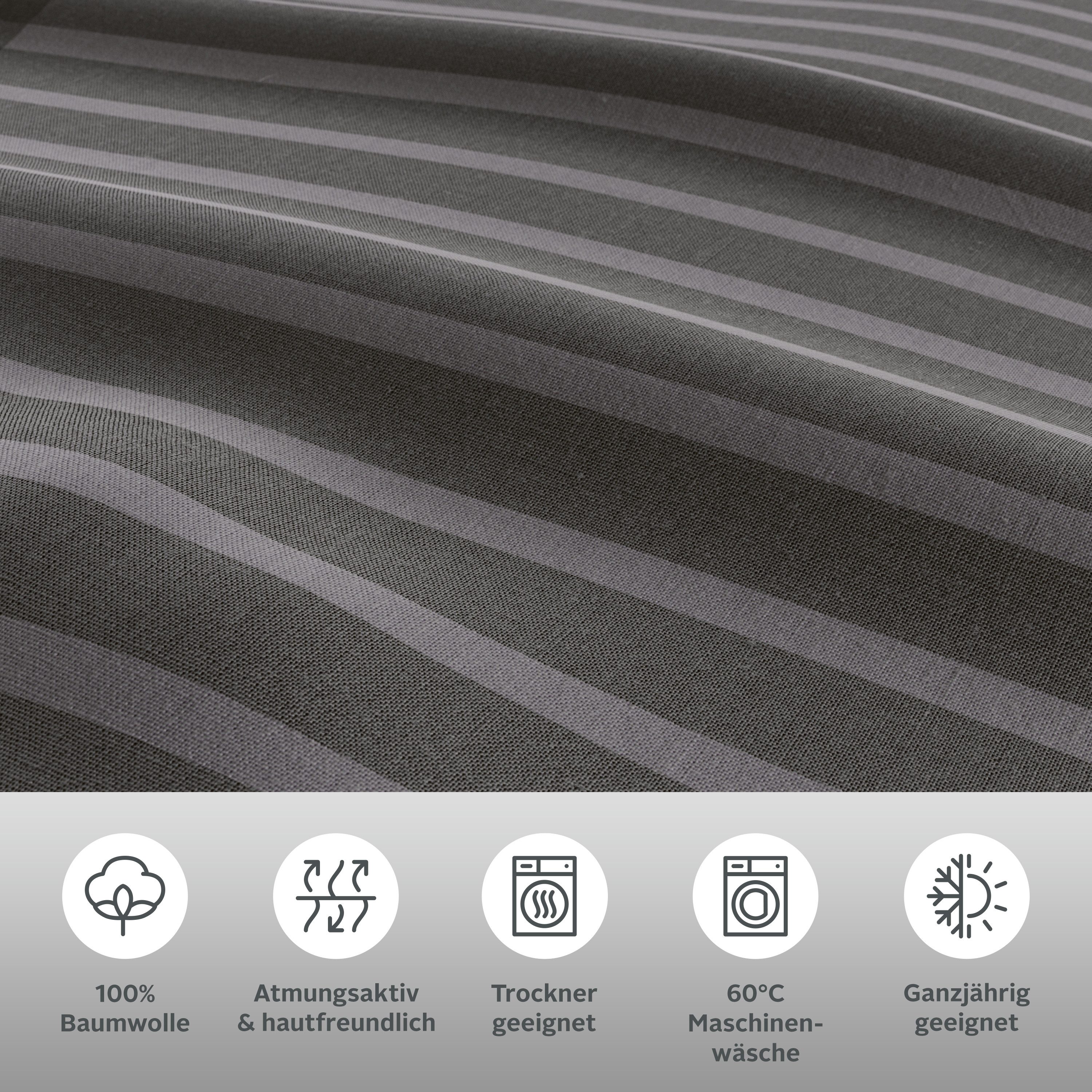 OTTO home Bettwäsche Philine, Linon, 2 teilig, mit modernen Streifen, Bettwäsche aus Baumwolle, ab Gr. 135x200 cm