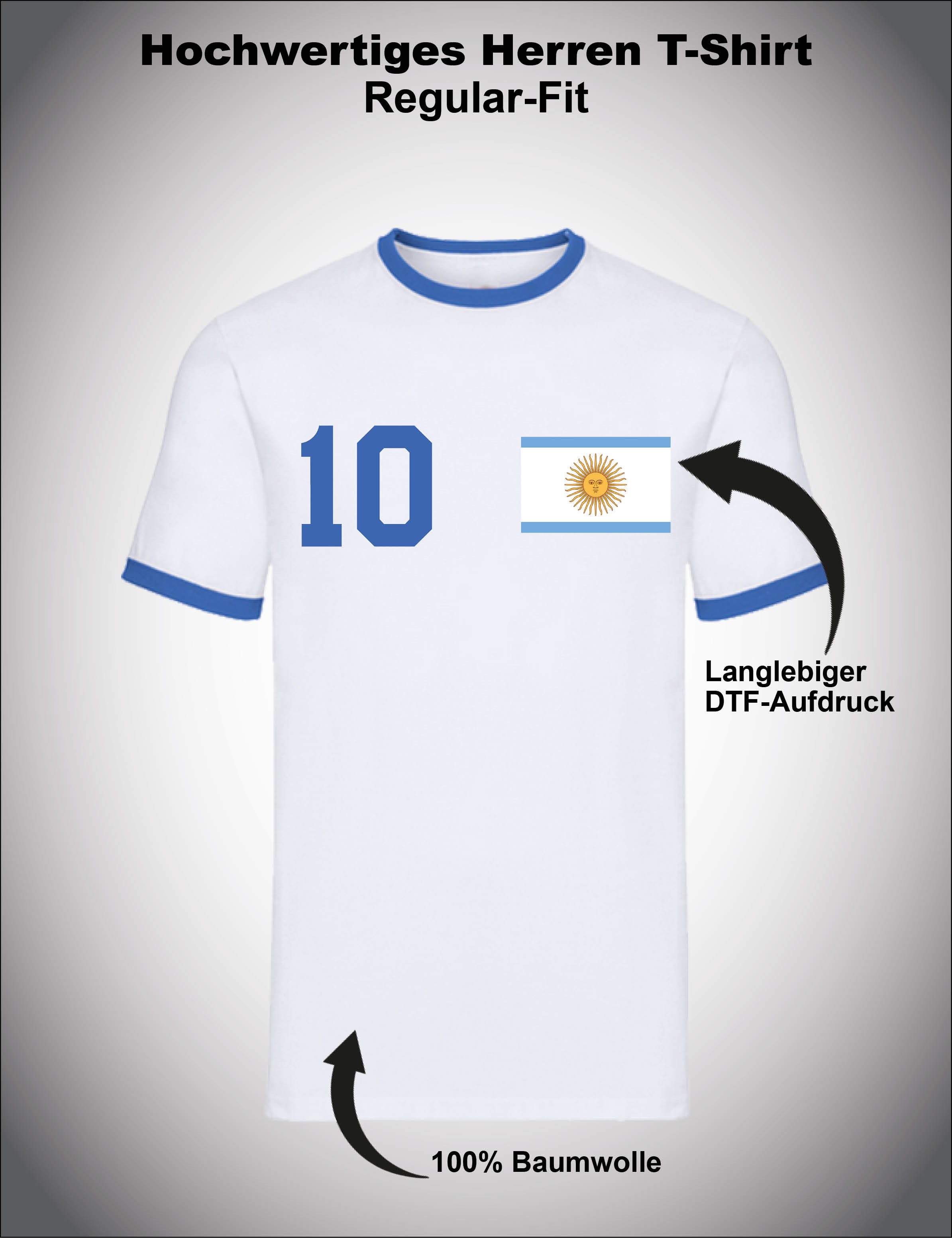 Youth Designz T-Shirt Argentinien Herren T-Shirt im Fußball Trikot Look mit trendigem Motiv