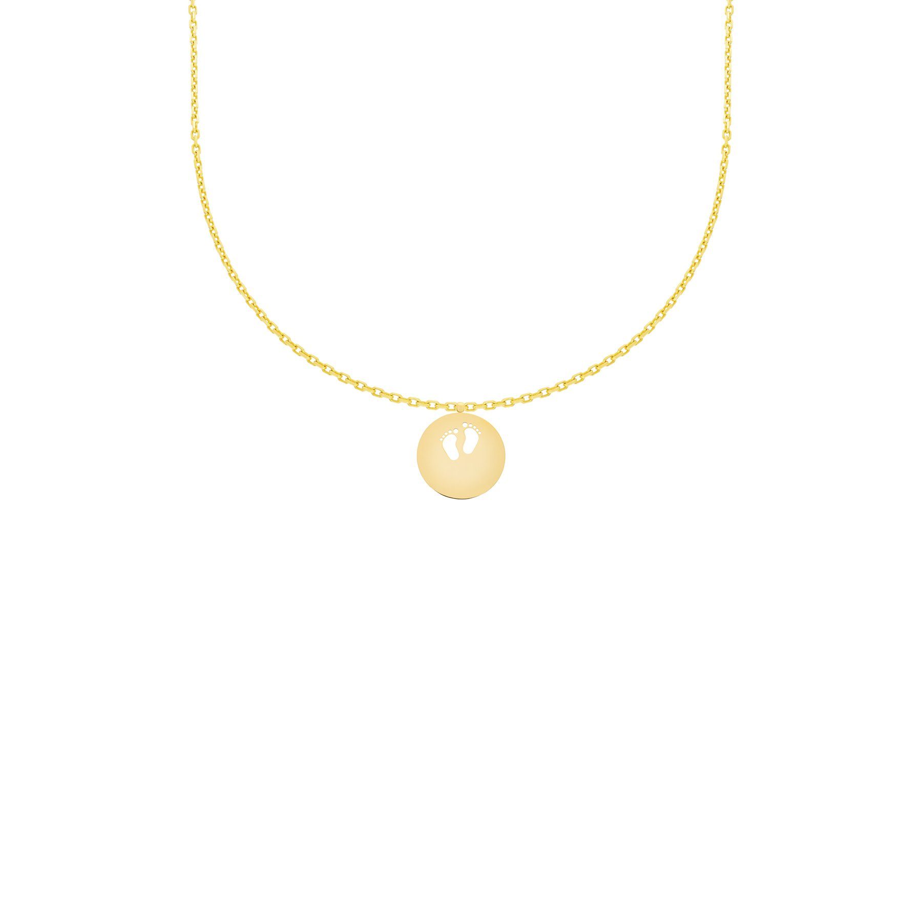 Stella-Jewellery Collier 585 Gold Collierkette mit Gravurplatte Ø20, Anhänger Gravurplatte + Kette