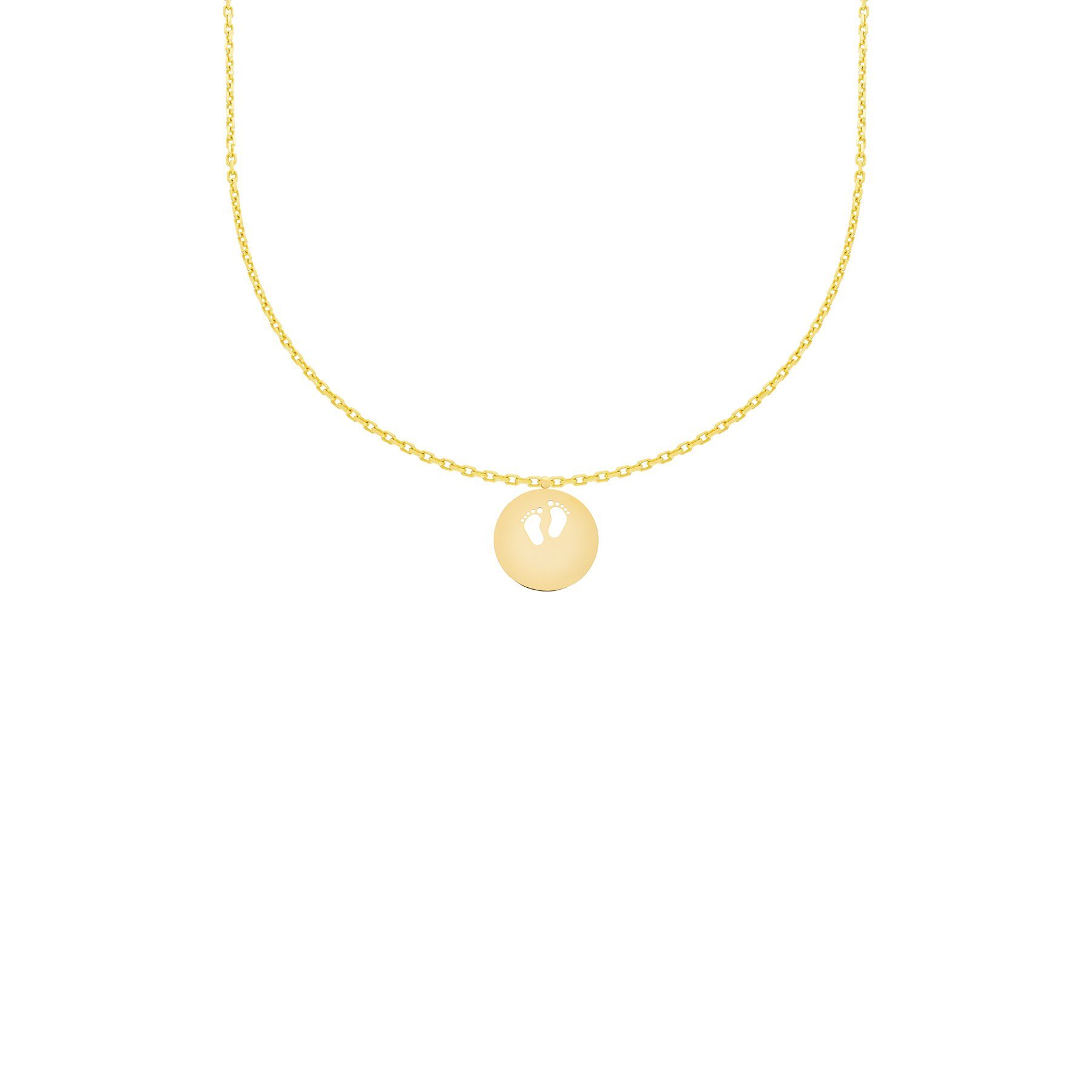 Stella-Jewellery Collier 585 Gold Collierkette mit Gravurplatte Ø20 (inkl.  Etui), 585 Gelbgold 7 Plättchen