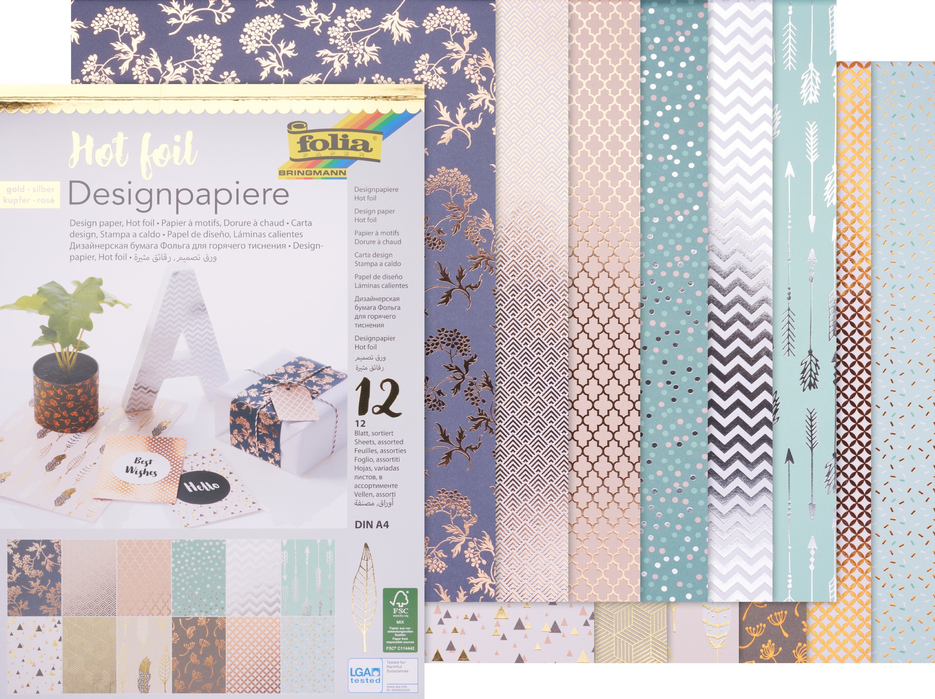 Folia Designpapier Hot 12 DIN Blatt Foil, A4