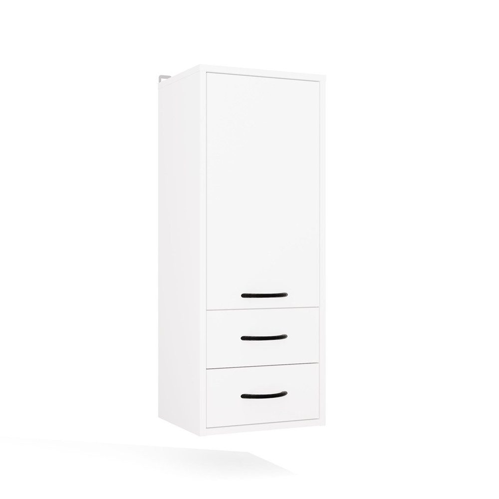 ibonto Hängeschrank Bad-Hängeschrank schmal 35 cm, 1 Tür, 2 Schubladen, 3 Ablagen