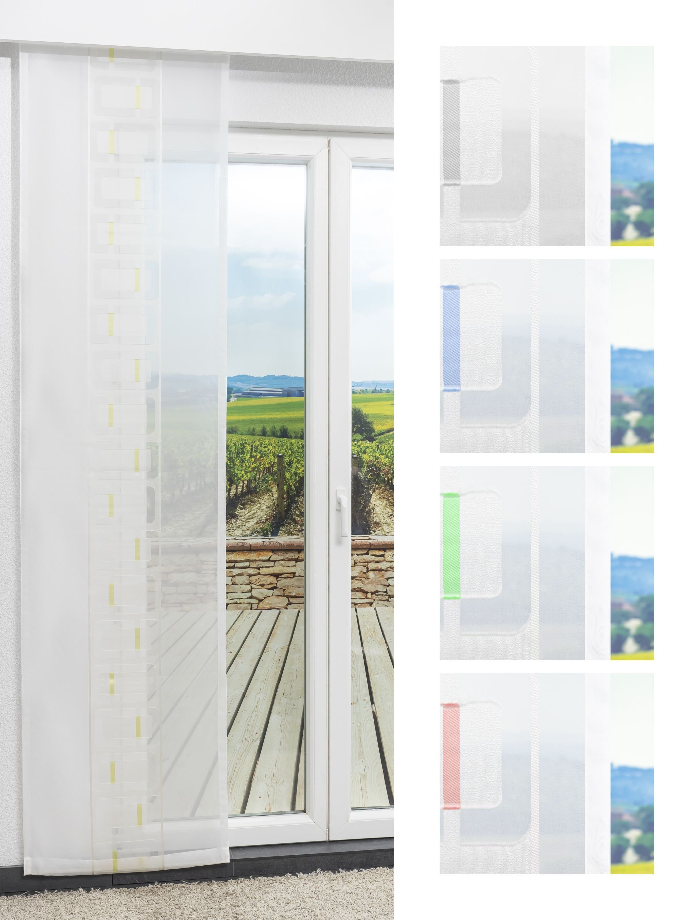 Schiebegardine Retrodesign, LYSEL®, (1 St), transparent, HxB 245x60cm