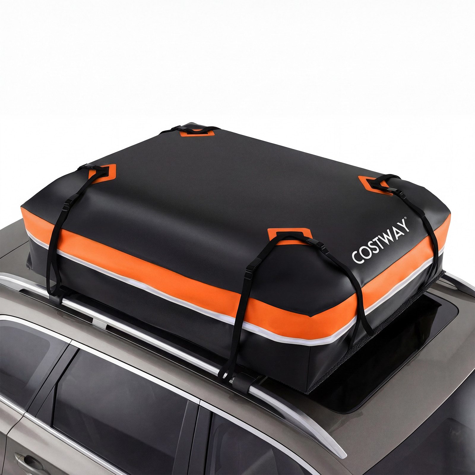 COSTWAY Dachbox, 600L, wasserdicht, tragbar, mit 6 Türhaken & Schloss