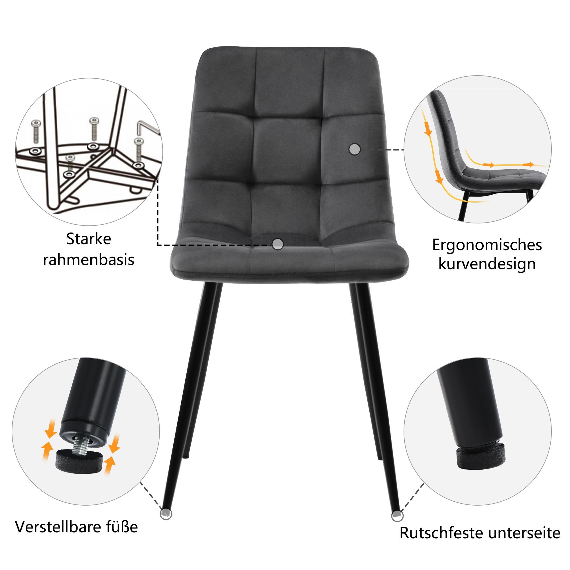 Ein WISHDOR und Stühle), Tisch vier Metall, Essgruppe, Ein Stühle Leinen (Sitzfläche und aus aus vier 5-tlg., Tisch Gestell