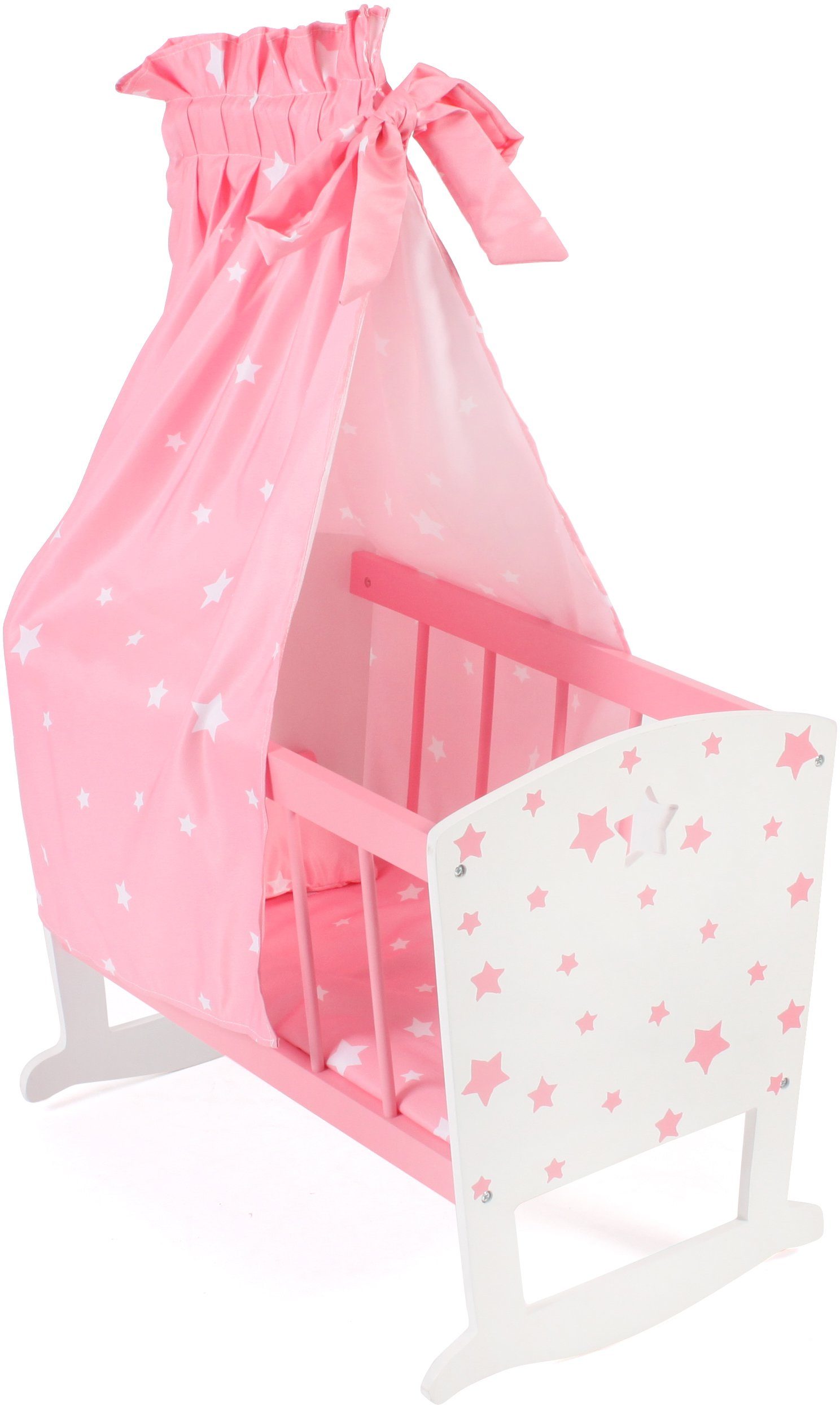 CHIC2000 Puppenwiege Stars Pink, inkl. Himmel