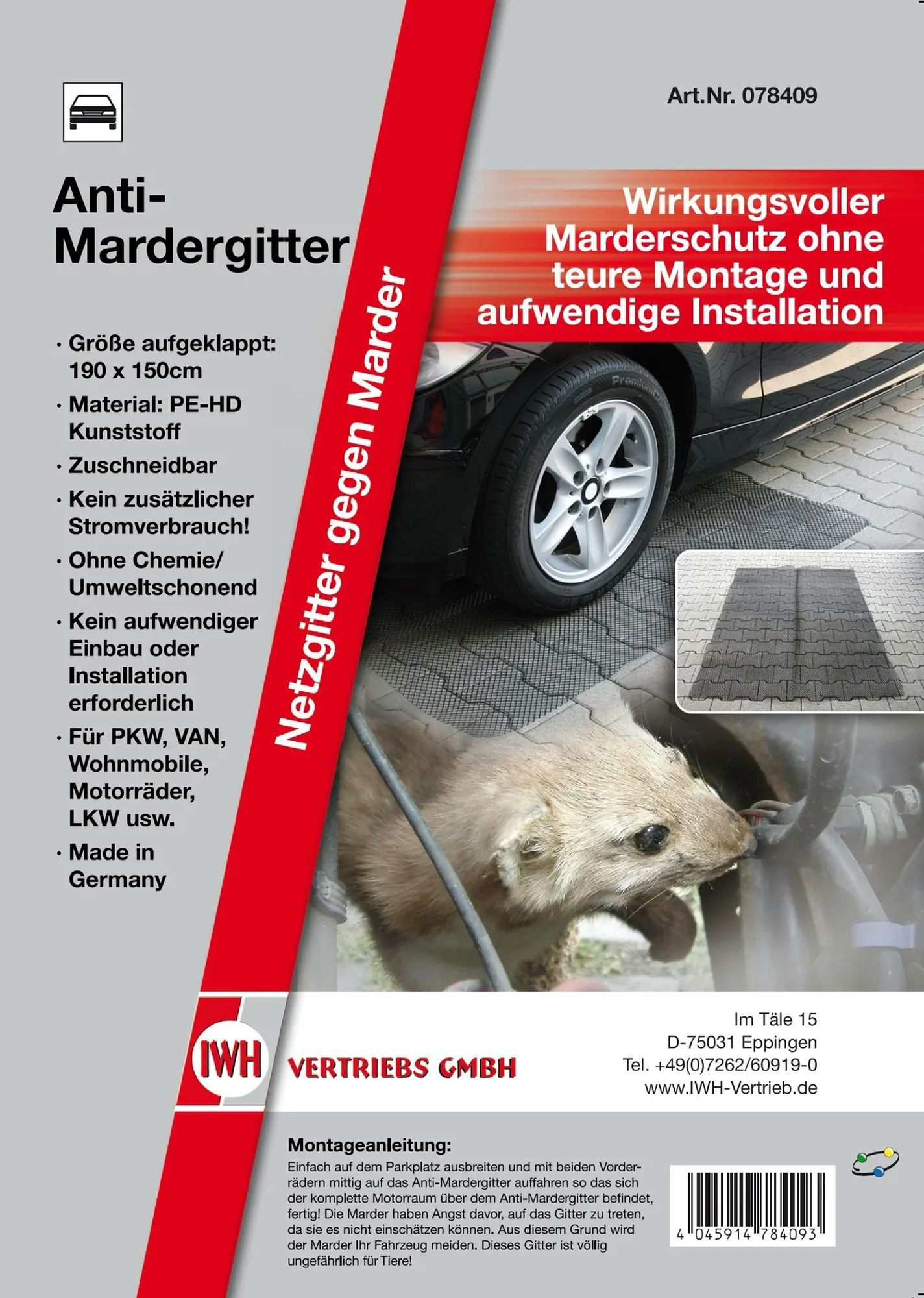 Westfalia Werkzeug Marder-Schutzgitter Mardergitter 190x150 cm