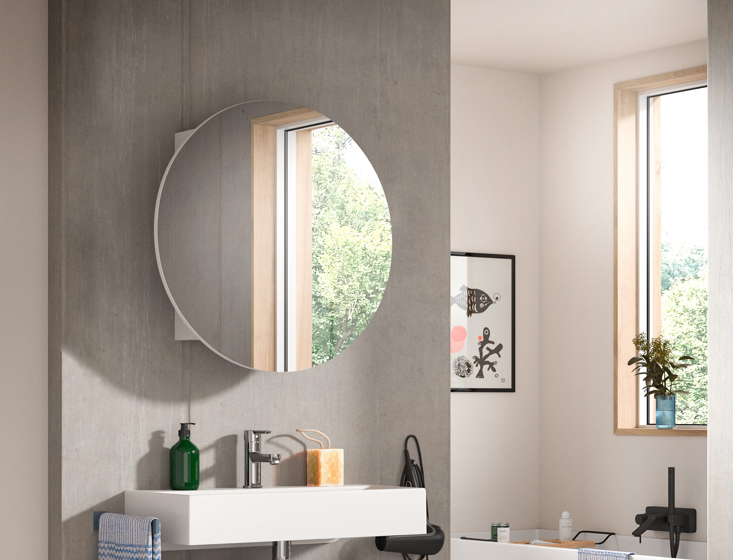 welltime Spiegelschrank Litica, rund Ø 70cm, 1 Spiegeltür, 2 Einlegeböden S günstig online kaufen