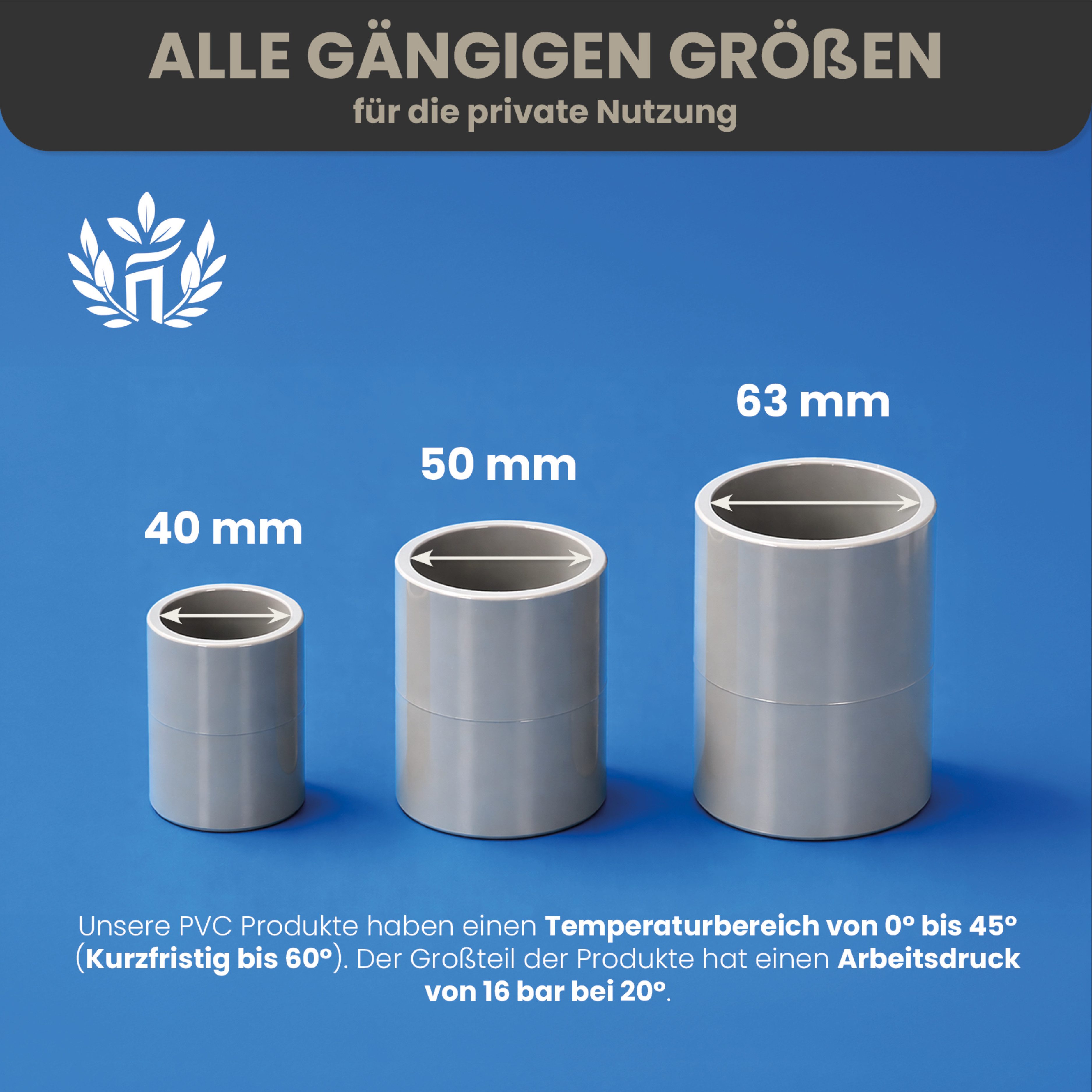 HAF Rohrverbinder 1-10x PVC Winkel 90° 50mm Klebemuffe x 2" Außengewinde PN16 Pool, Max. Arbeitsdruck 16 bar bei 20 C°