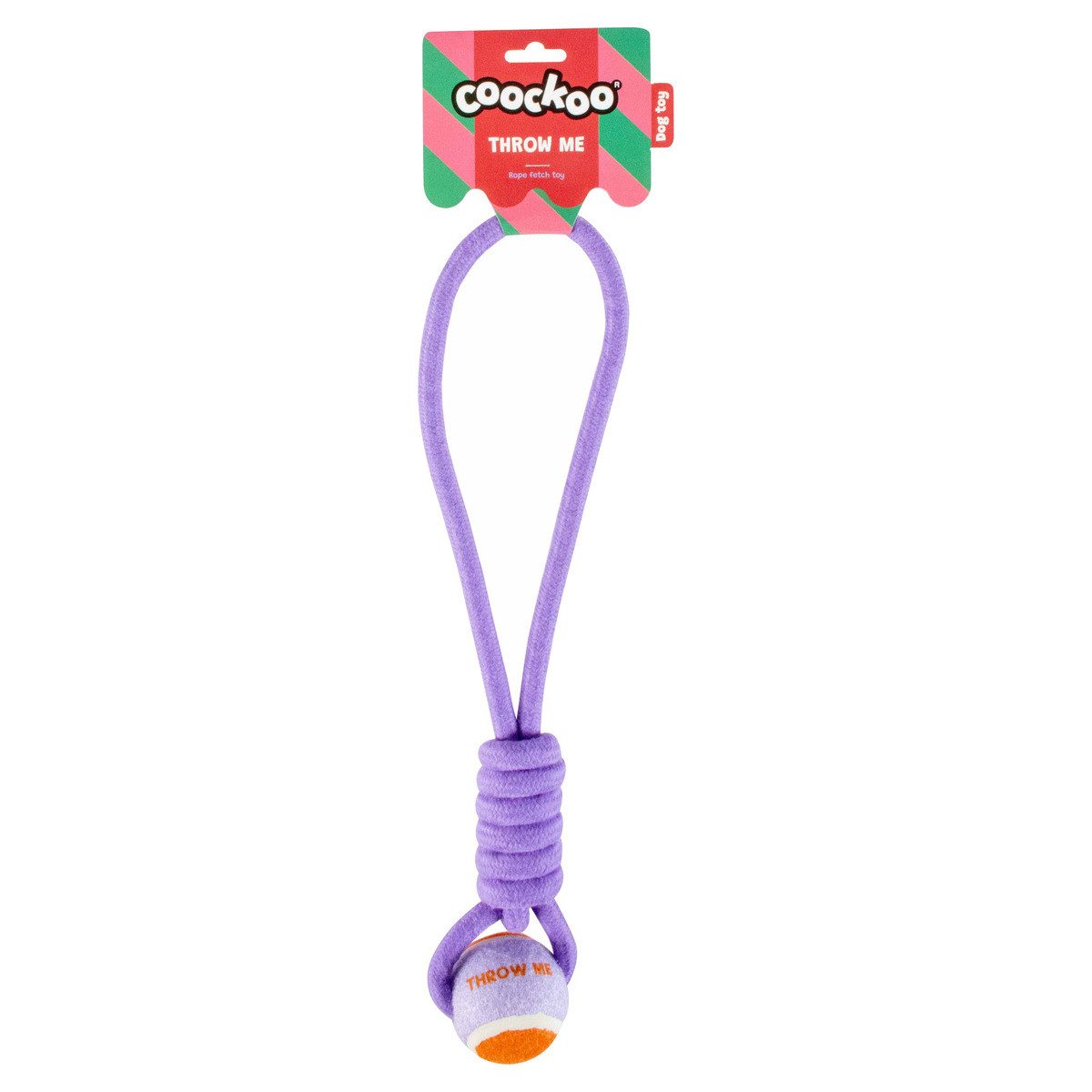 Coockoo Zerrspielzeug Hundespielzeug Ball mit Seilschlaufe Throw Me lila/or günstig online kaufen