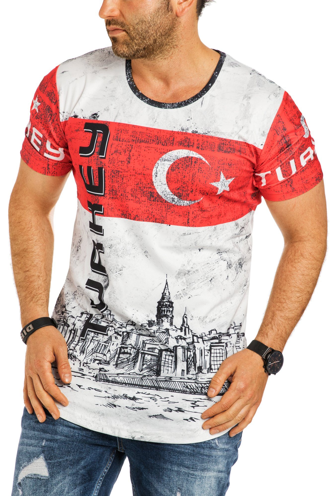 Shirt EM Rundhals-Ausschnitt WM T-Shirt Tee Trikot Türkiye RMK Herren Fan T-Shirt Oversize Türkei