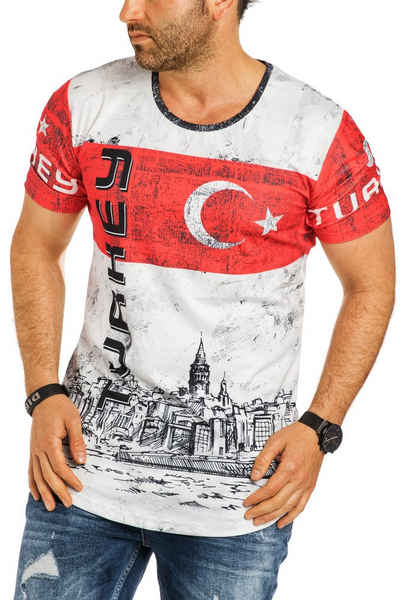 RMK T-Shirt Herren T-Shirt Tee Shirt Oversize Fan Trikot Rundhals-Ausschnitt Türkiye Türkei EM WM