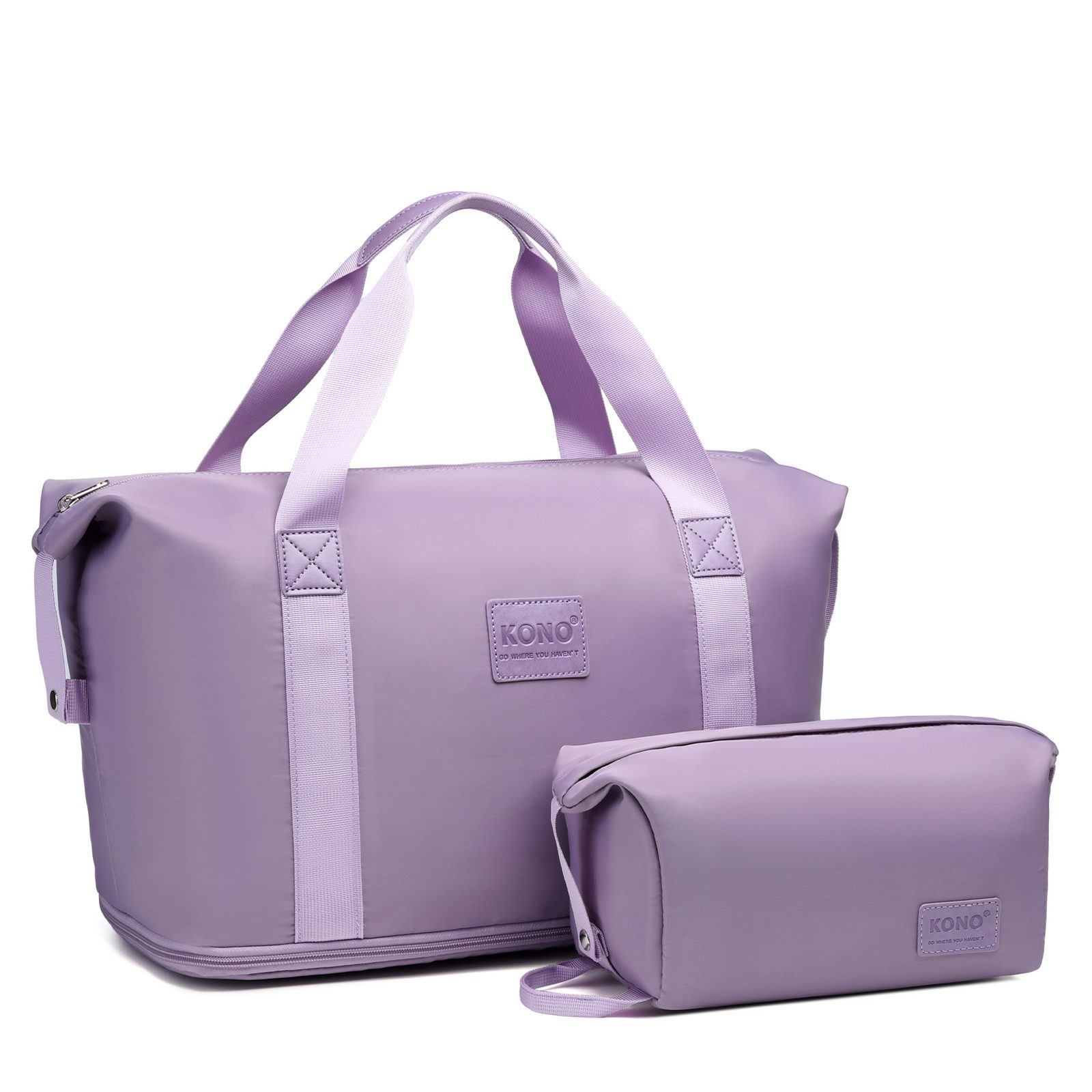 KONO Reisetasche 2-in-1 Set: Erweiterbare Handgepäck-Tasche (36L) + Kosmetiktasche, Praktisches und leichtes Design