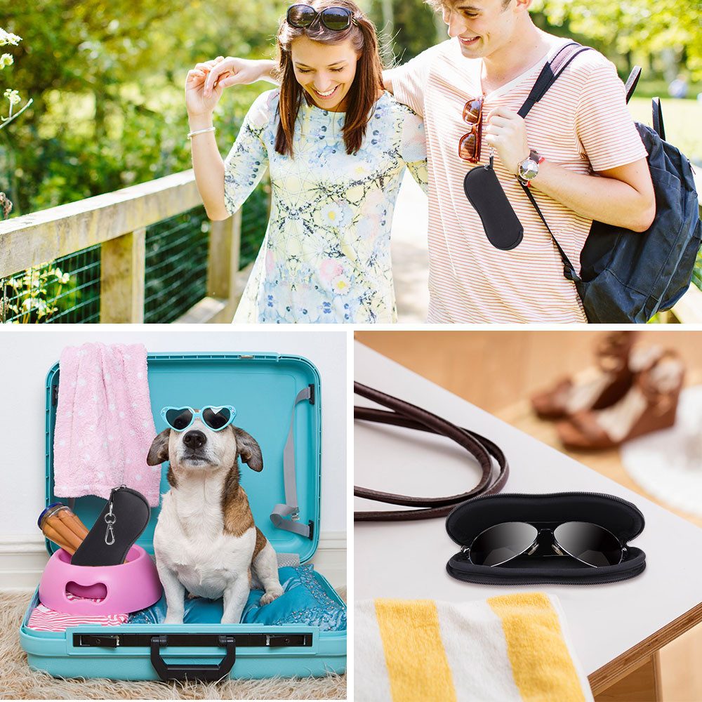 Fintie Brillenetui Weich - Neopren Sonnenbrille Etui Ultraleicht Brillenhülle, mit Karabiner für Damen Herren Schwimmbrille