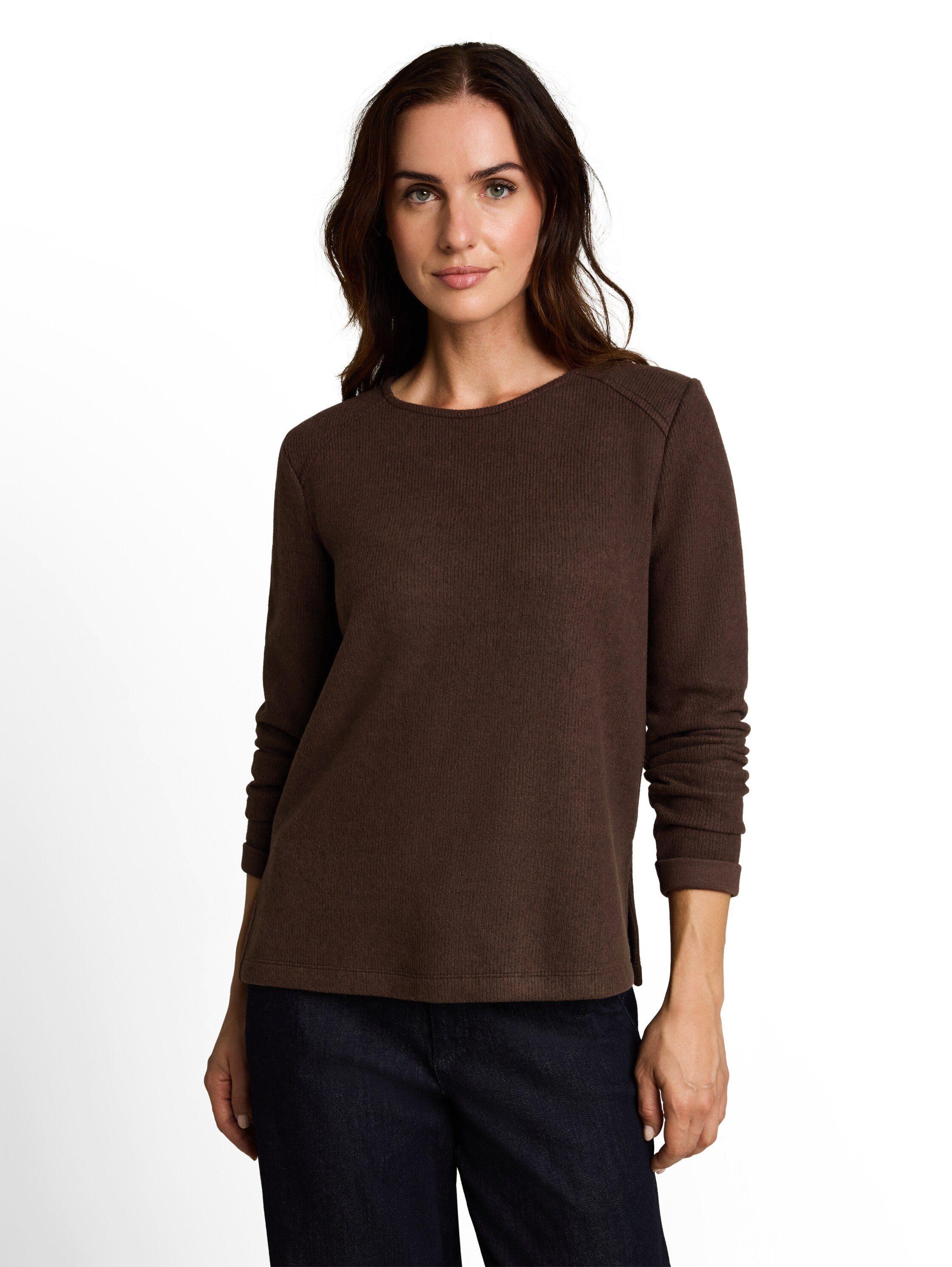 TOM TAILOR Sweater mit feiner Rippstruktur / Rollkanten / Rundhals