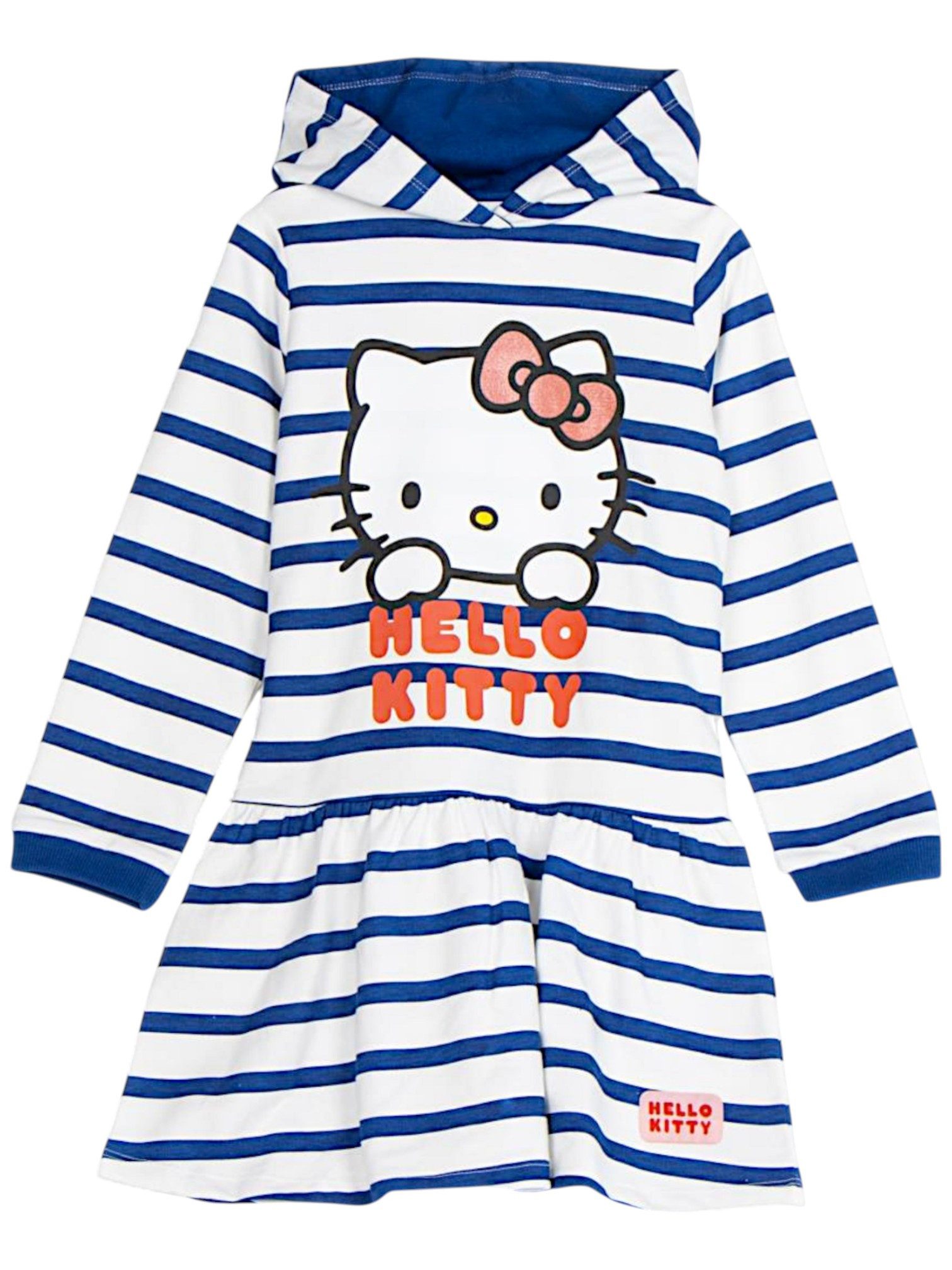 Cerdá Sweatkleid Kapuzenkleid gestreift Hello Kitty Mädchen Langarmkleid Gr. 104 -140 cm