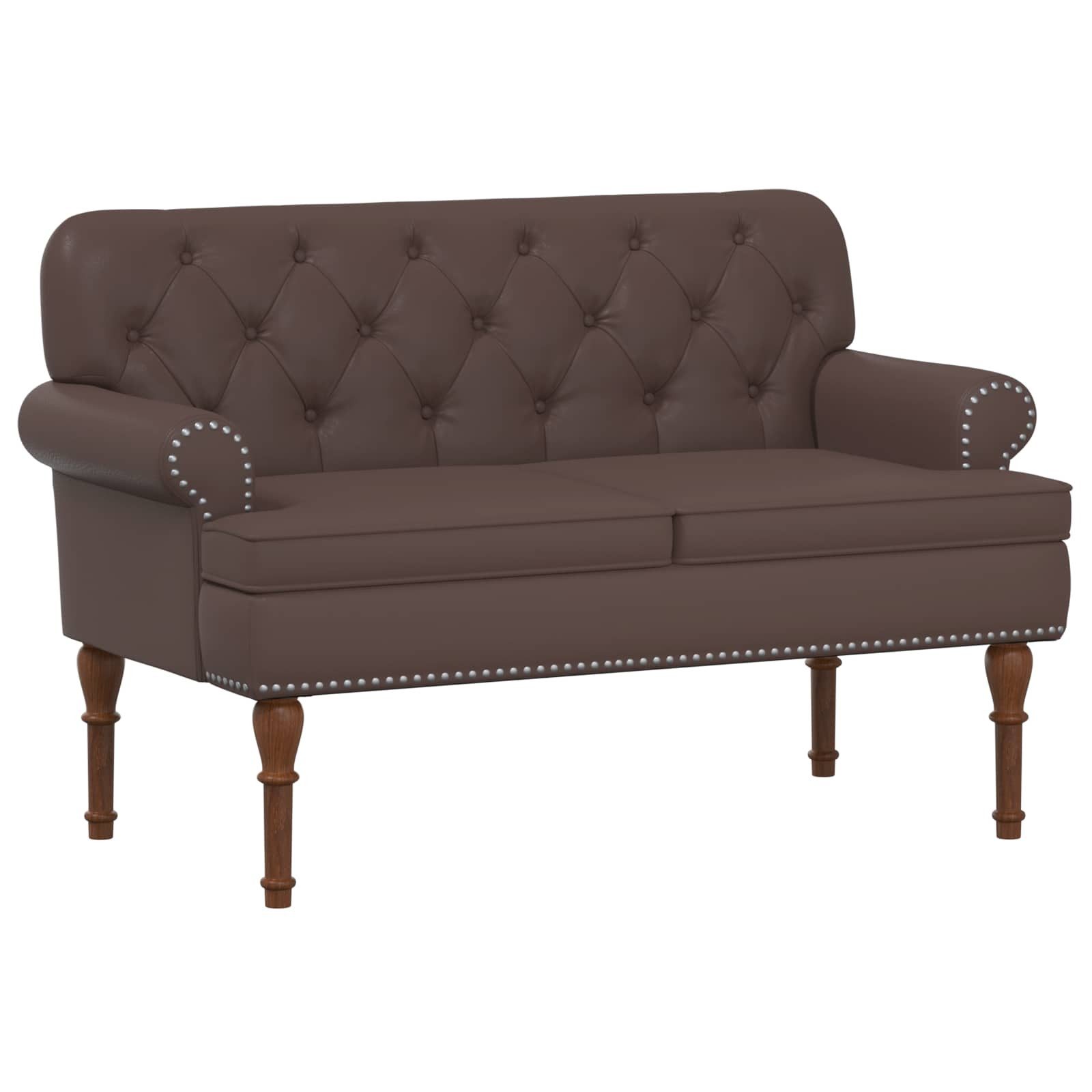 vidaXL Sitzbank Zweisitzer mit Knopfheftung Braun 120 x 65 x 77 cm Kunstleder (1-St)