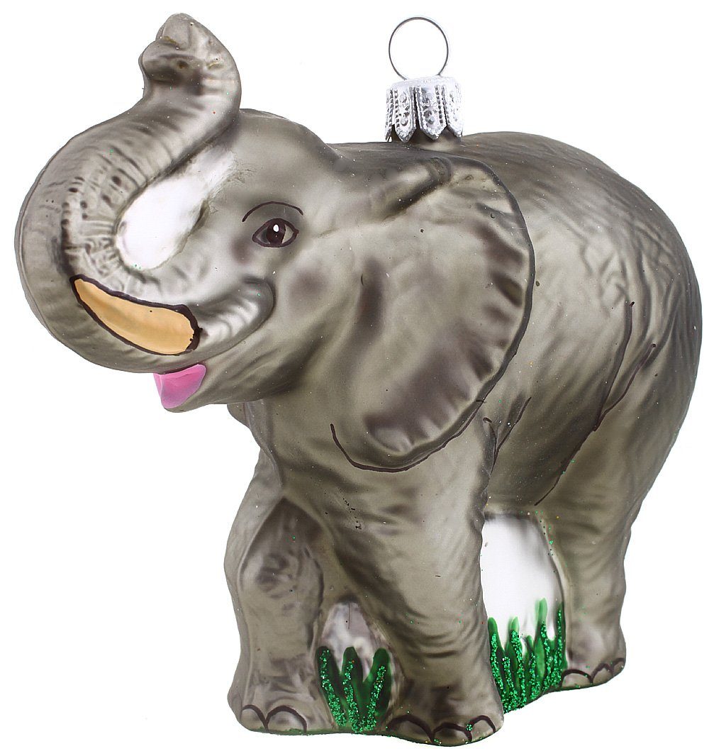 Dekohänger Weihnachtskontor - mundgeblasen handdekoriert - Hamburger Christbaumschmuck Elefant,