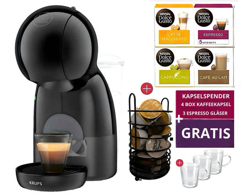 Krups Kapselmaschine Nescafé Dolce Gusto Piccolo ca 70 Kapseln Kapselhalter 3 Espresso Glas, 4 Packung Mix Kaffeekapsel NESCAFÉ® Dolce Gusto, Kaffeekapsel, Kapselhalter, 3 Espresso Gläser 30 Kaffeekreationen, Kaffeemaschine, Heiß-Kaltgetränke