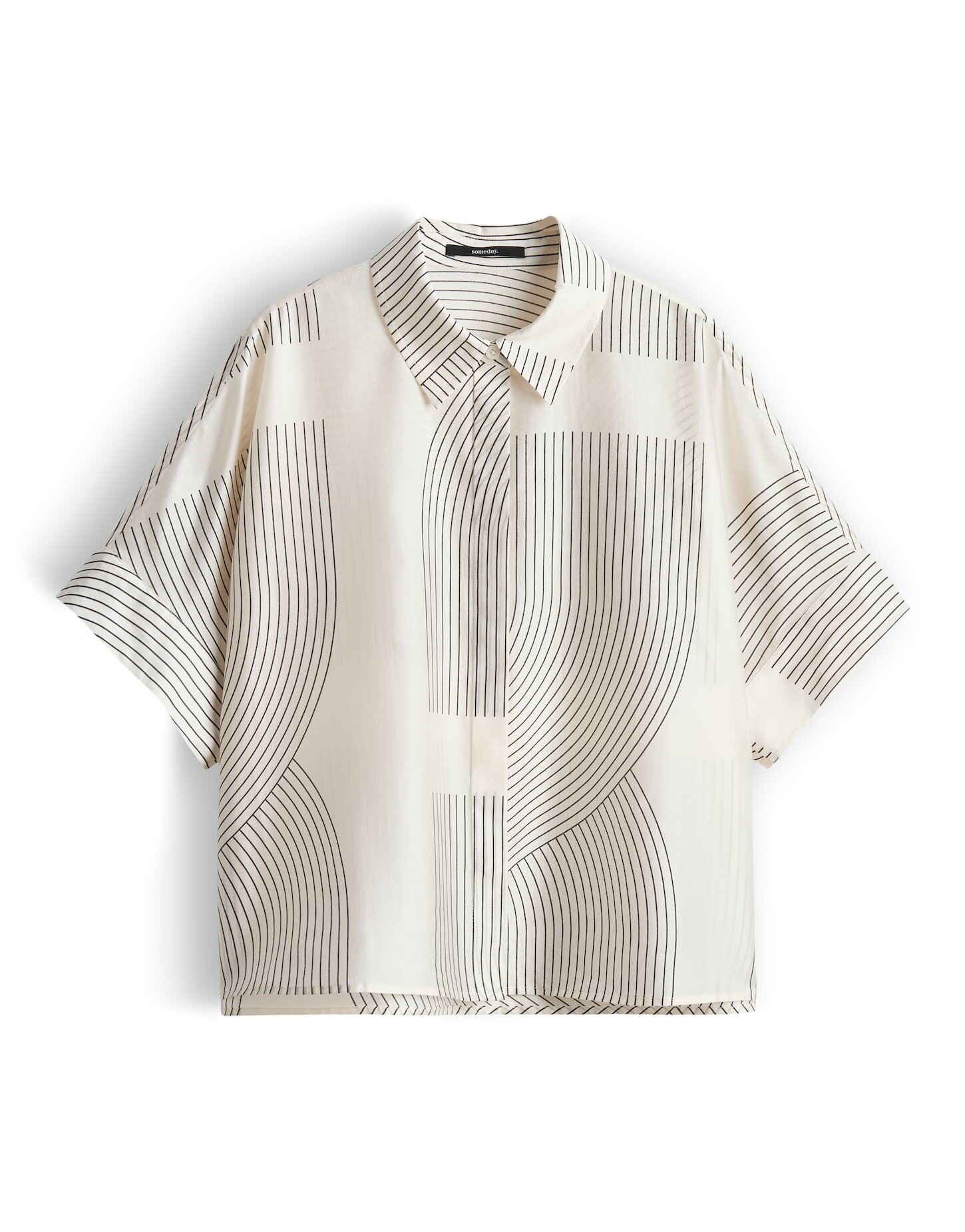 someday Kurzarmbluse Zulin aus Satin mit Print Verdeckte Leiste, Passe im Rücken für cleanen Fall