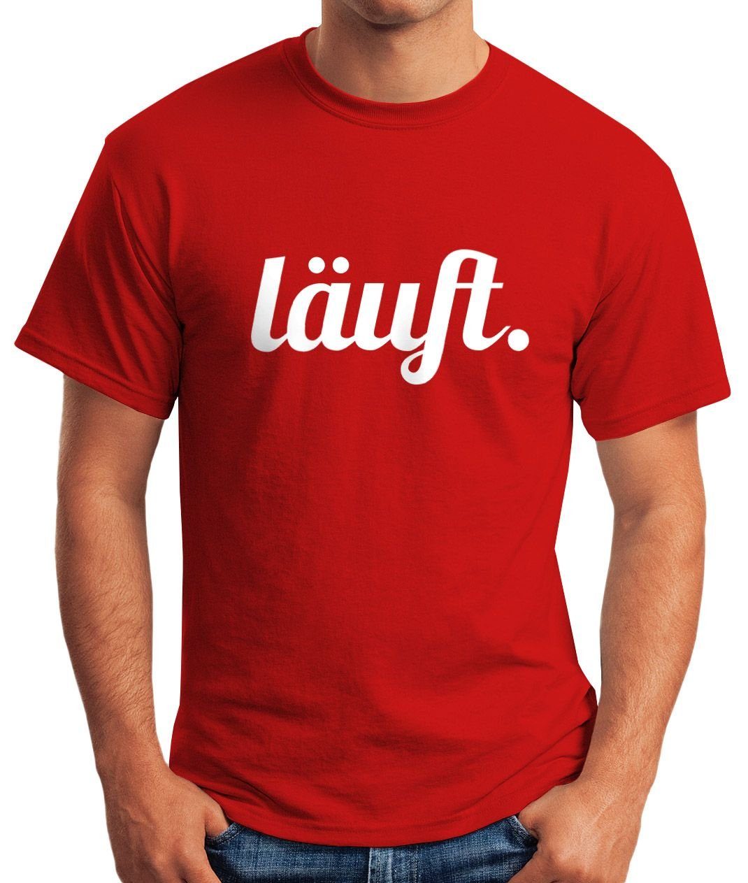 rot lustiges läuft Moonworks® cooles Herren MoonWorks Print Print-Shirt - Fun-Shirt T-Shirt mit -