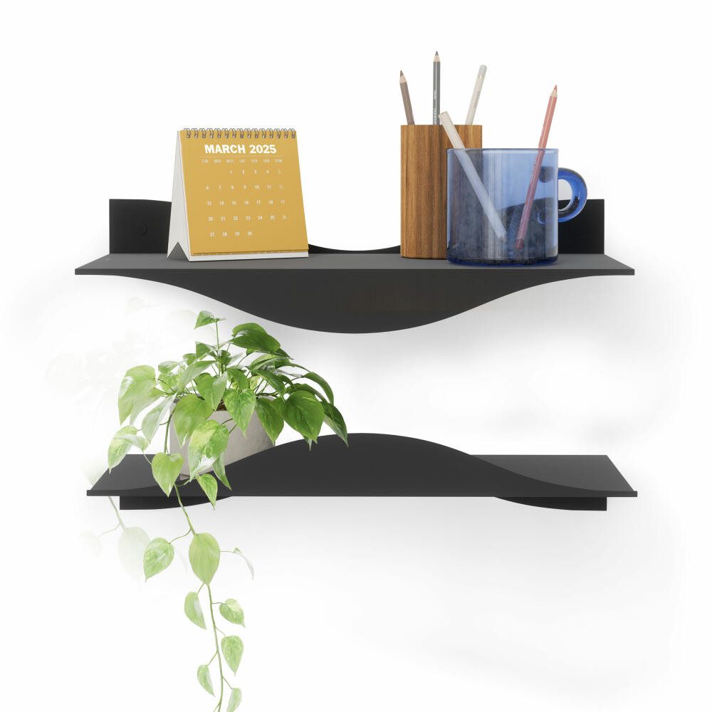 Umbra Wandregal Umbra Wandregal Surf 2er Set, Wandablagen, Stahl, Schwarz, 43 cm, 2-tlg.