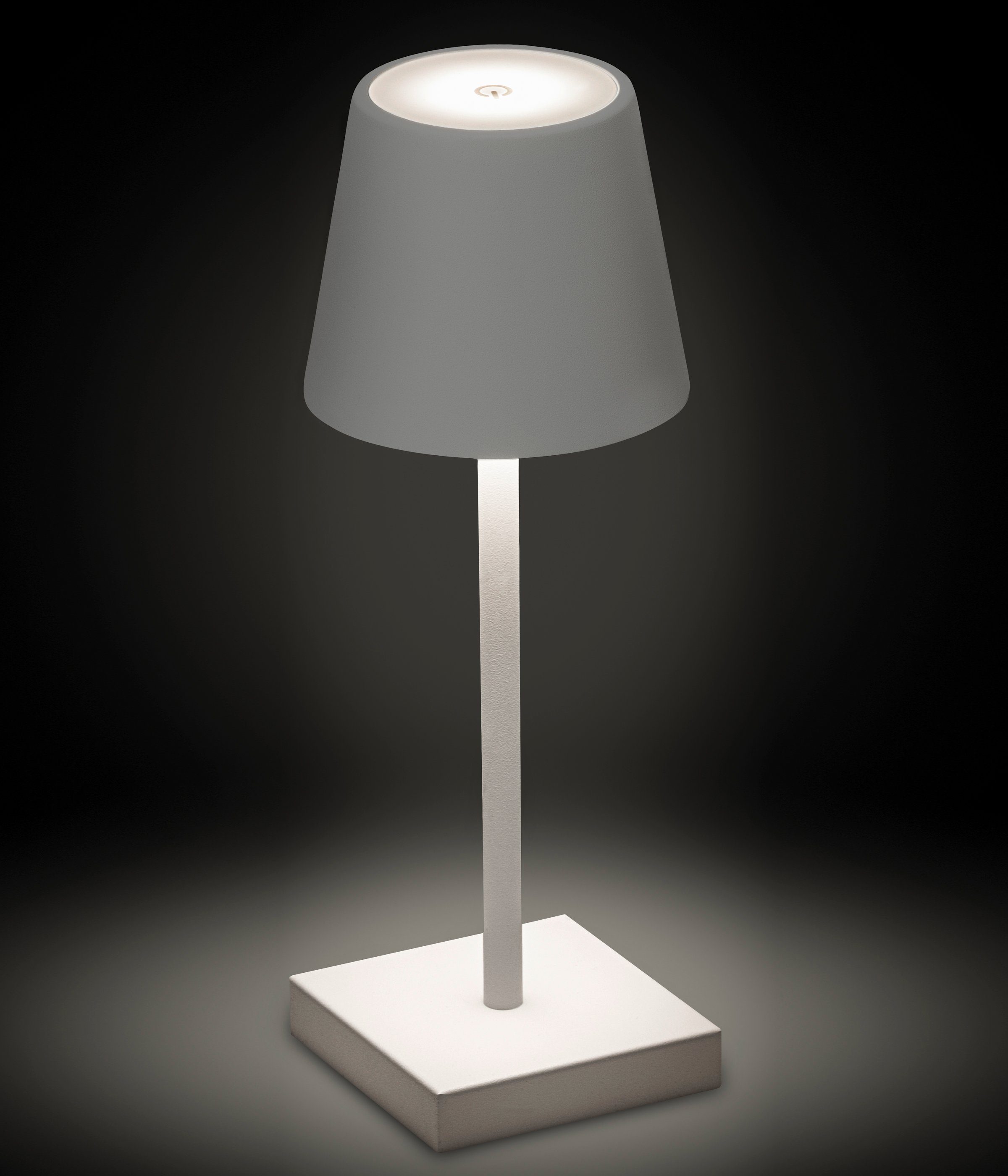 Dehner LED Solarleuchte Outdoor Akkuleuchte Dyan, Höhe 30 cm, Ø 11 cm, Metall, versch. Farben, Warmweiß, dimmbar, inkl. USB-Ladekabel, Schutzklasse IP54
