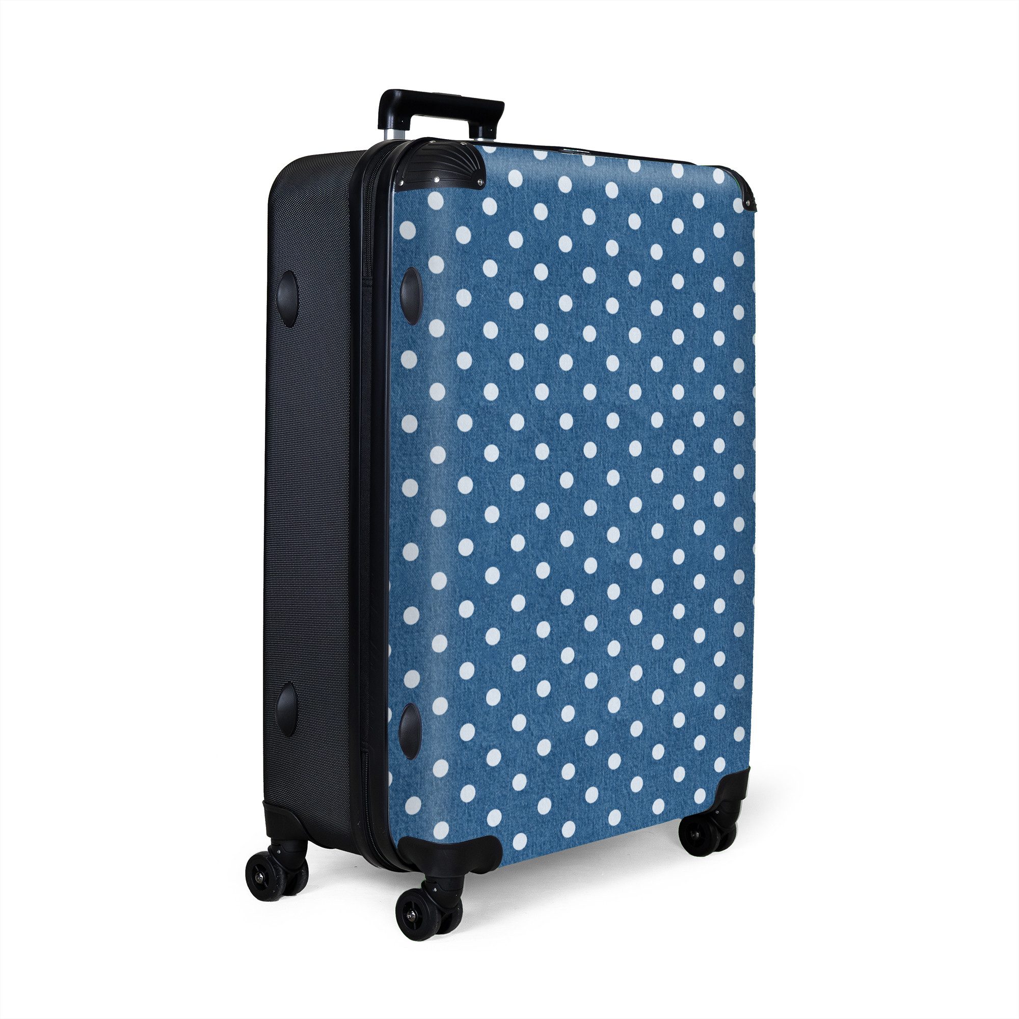 NoBoringSuitcases.com© Hartschalen-Trolley Punkte - Blau - günstig online kaufen