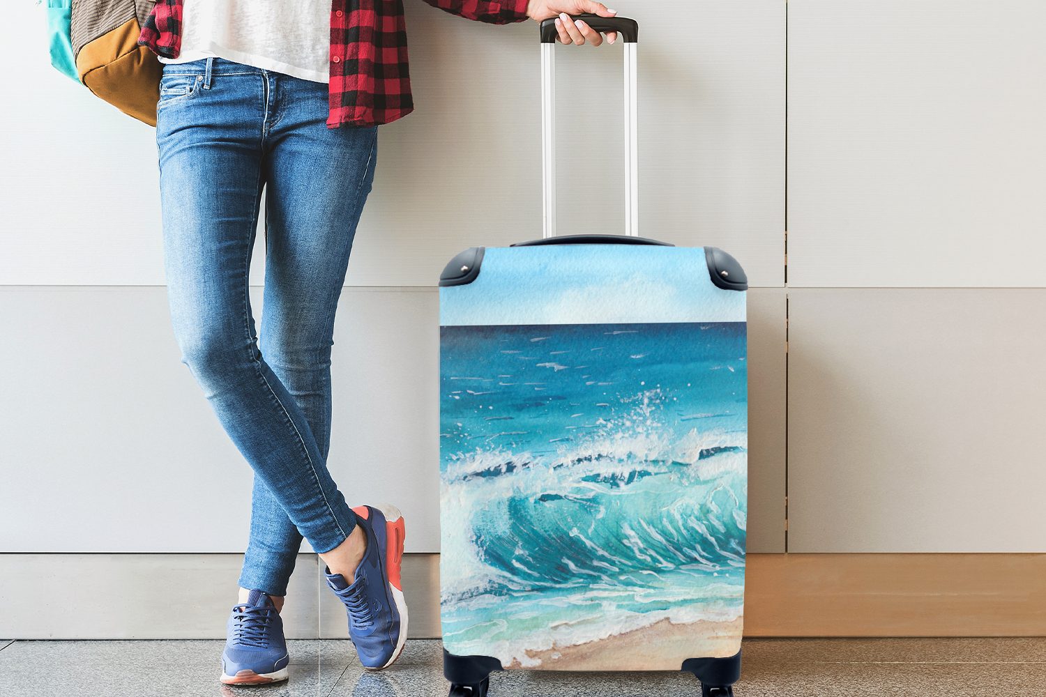 4 - Reisekoffer - Reisetasche mit Rollen, Strand, Golf Meer Ferien, MuchoWow Trolley, Handgepäck Handgepäckkoffer rollen, für