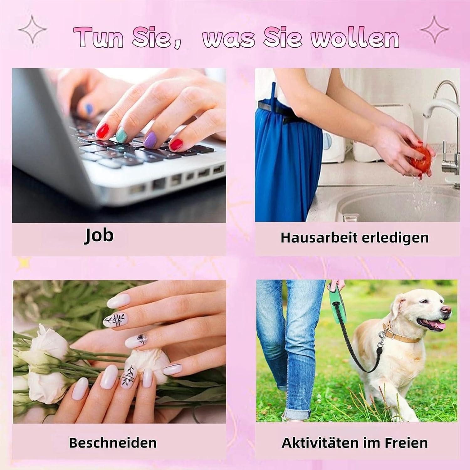 LuxusKollektion Kunstfingernägel Künstliche Nägel 24er Set lila French Blumen kurz quadratisch