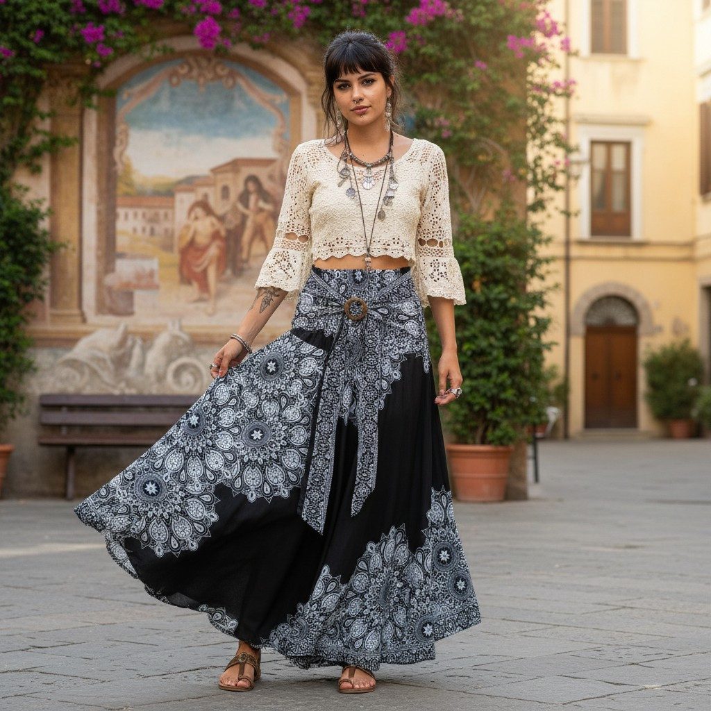 Guru-Shop Minirock Boho Sommerrock, Maxirock Hippie chic,.. alternative Bek günstig online kaufen