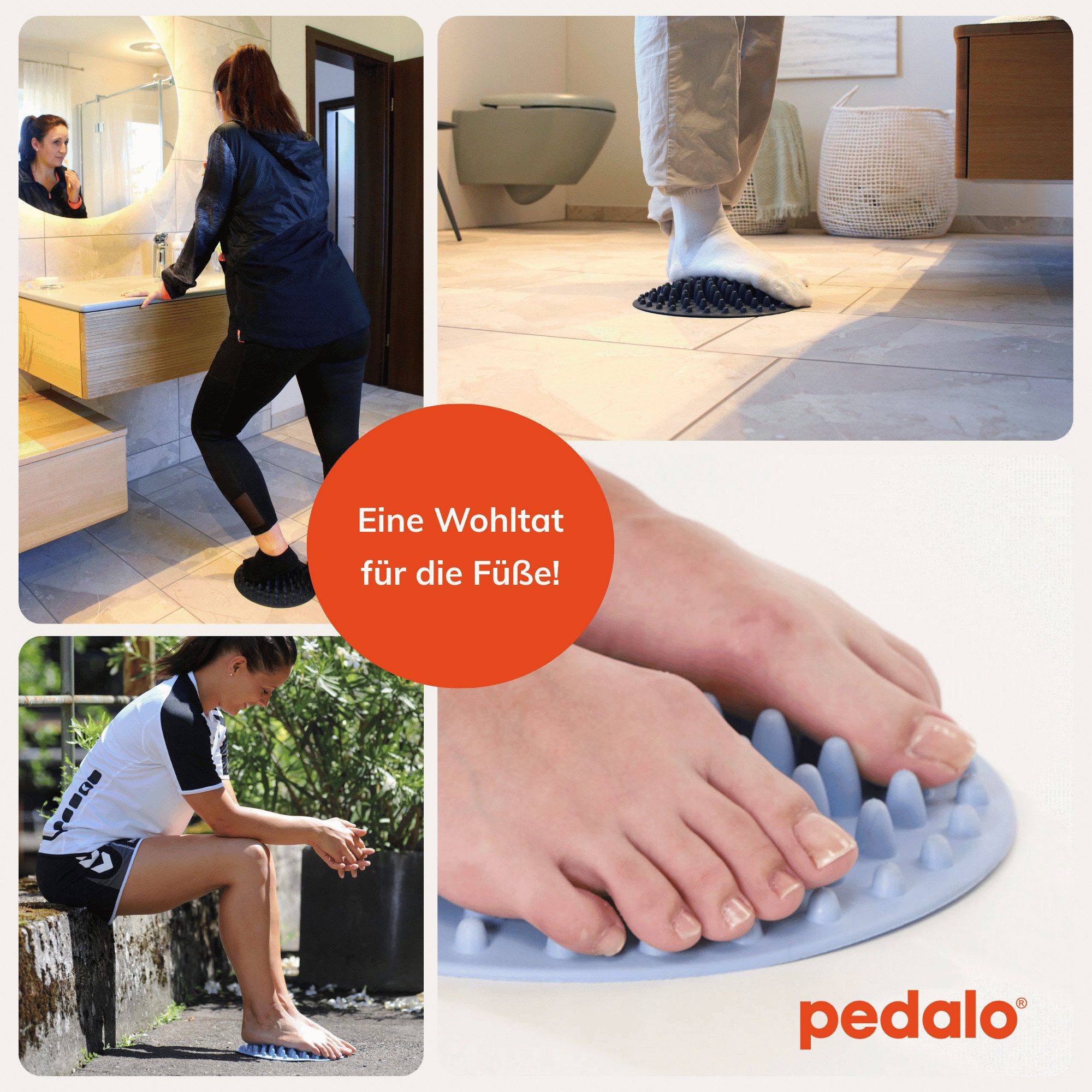 pedalo® Akupressurmatte Fußmassage-Regenerationsmatte I Massagematte I Regeneration (Stück, Noppenkissen für Füße), Naturkautschuk, wasserverträglich auch für Duschkabine